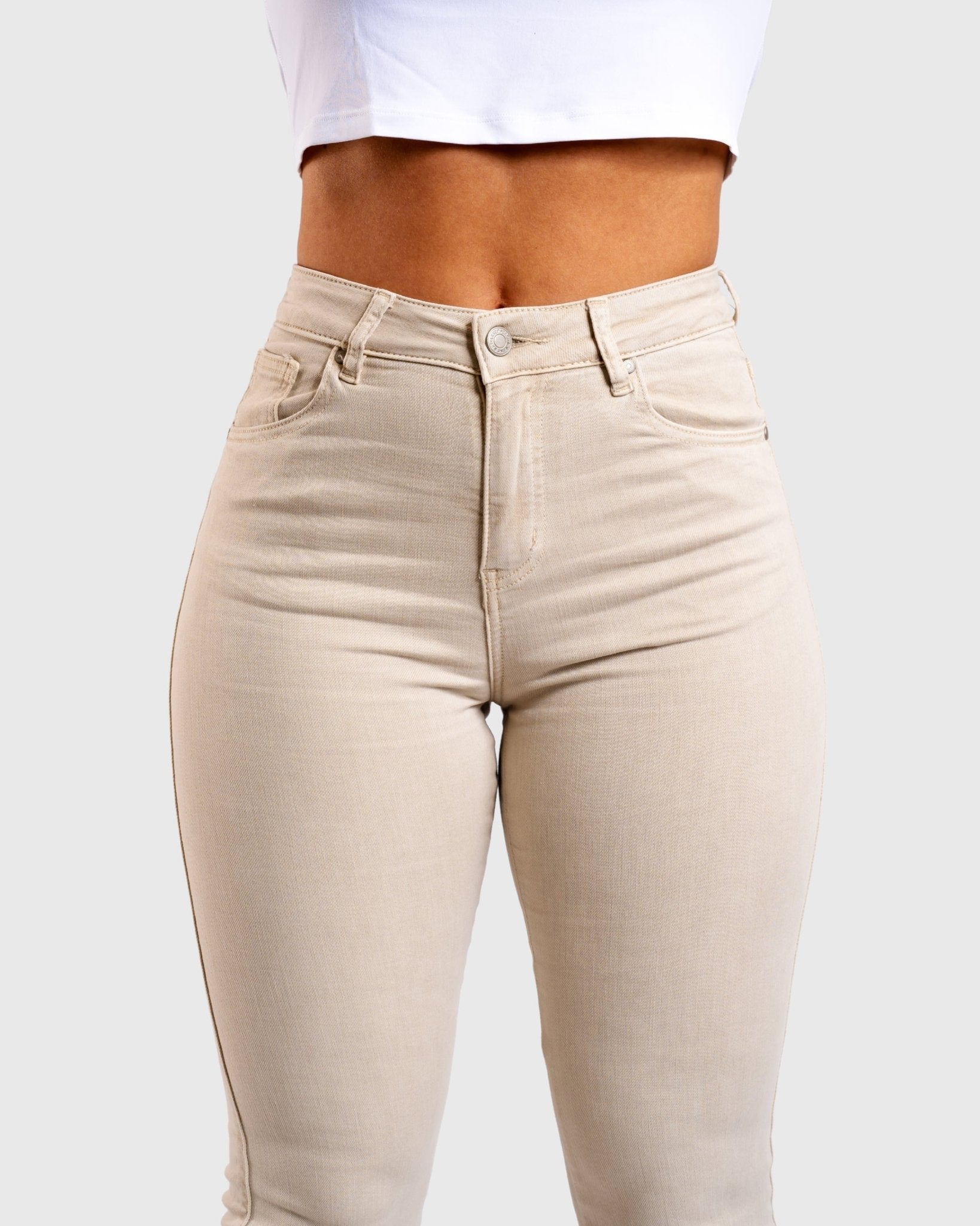 Beige Flared Jeans - Peach Tights - Jeans