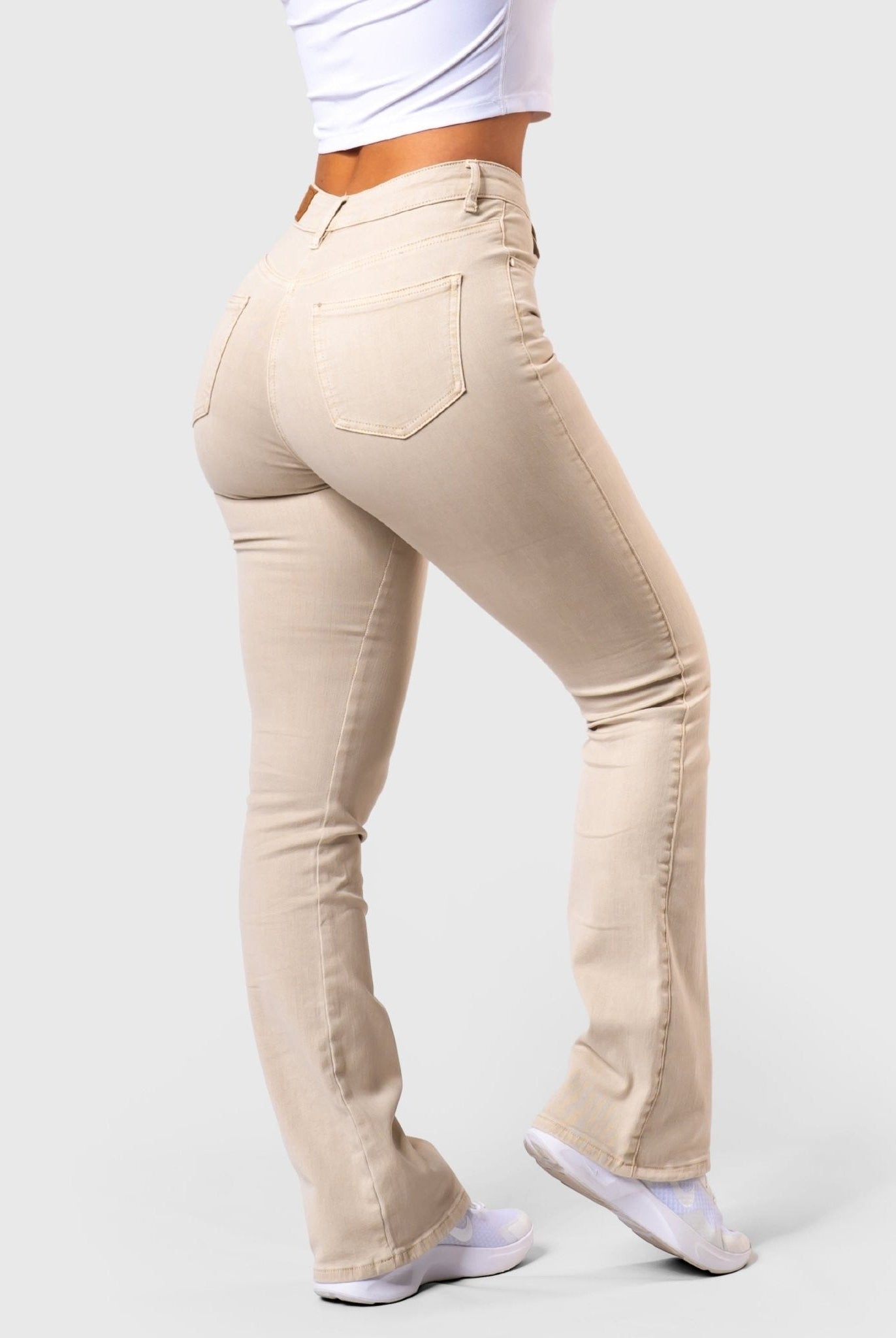 Beige Flared Jeans - Peach Tights - Jeans