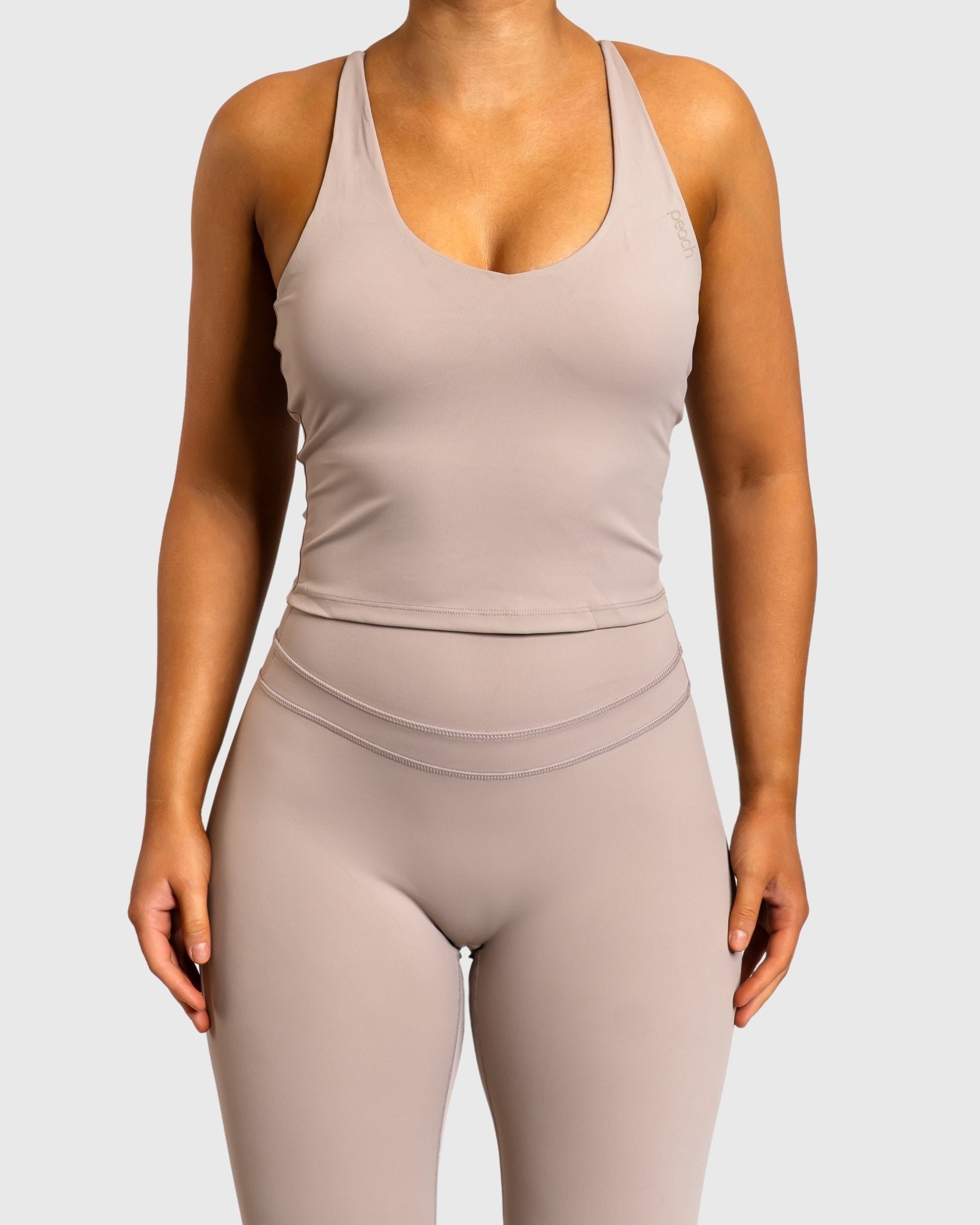 Beige Velocity Singlet - Peach Tights - Sports - Bra