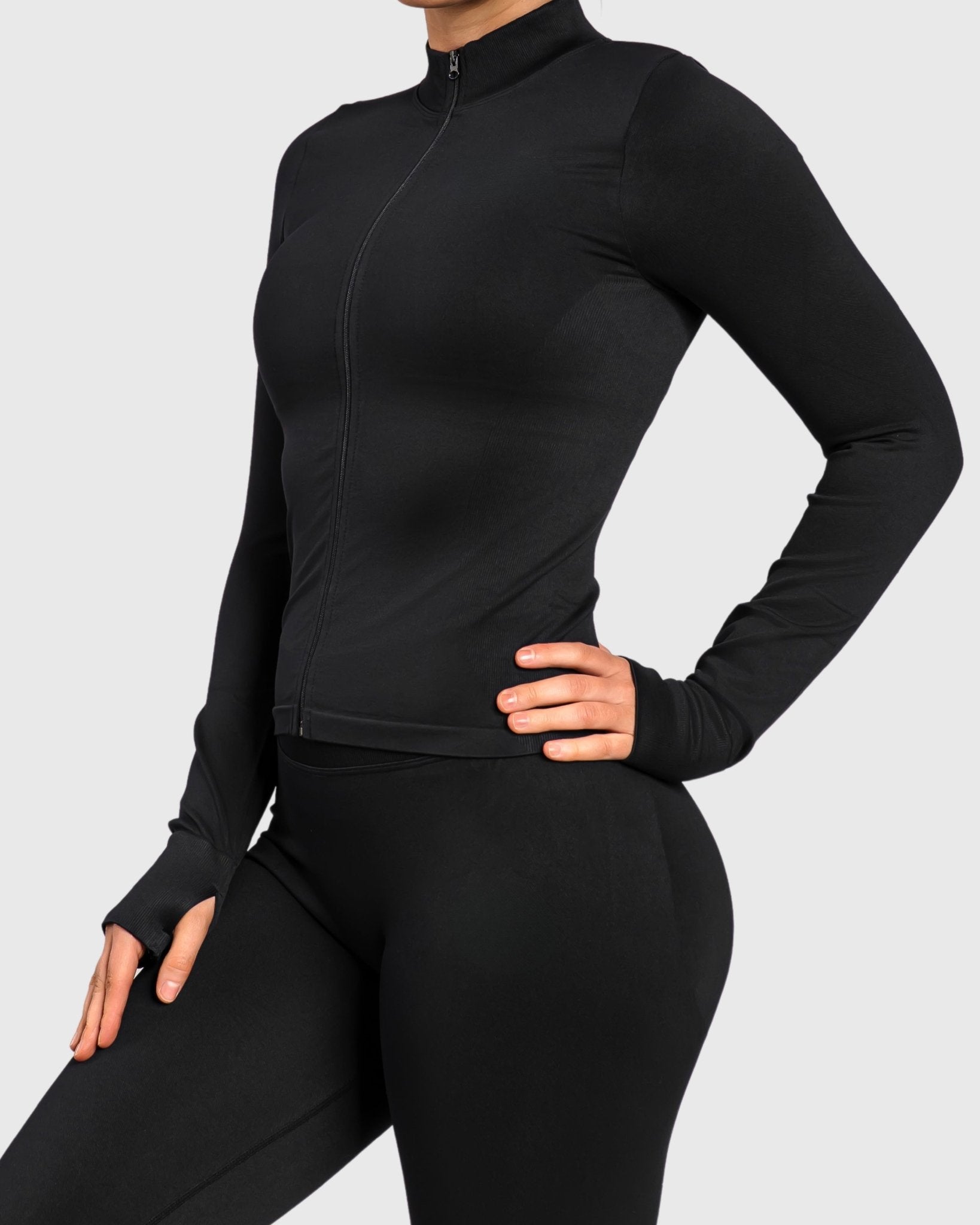 Black Essence Jacket - Peach Tights - Long sleeve