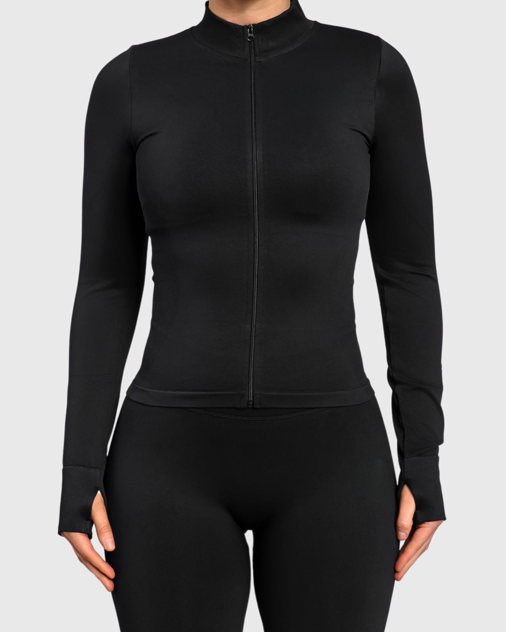 Black Essence Jacket - Peach Tights - Long sleeve