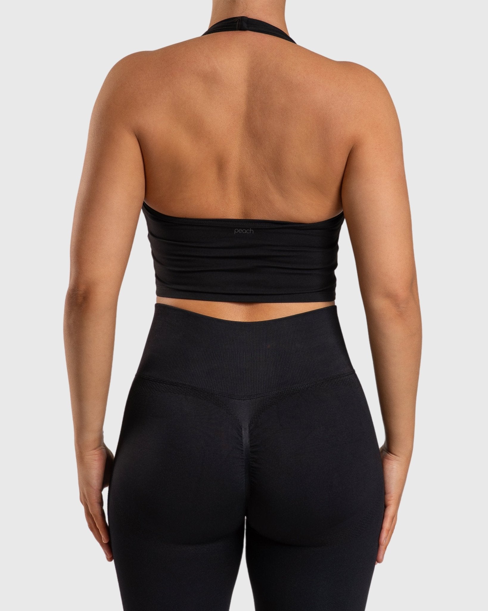 Black Lush Halterneck Topp - Peach Tights - Sports - Bra