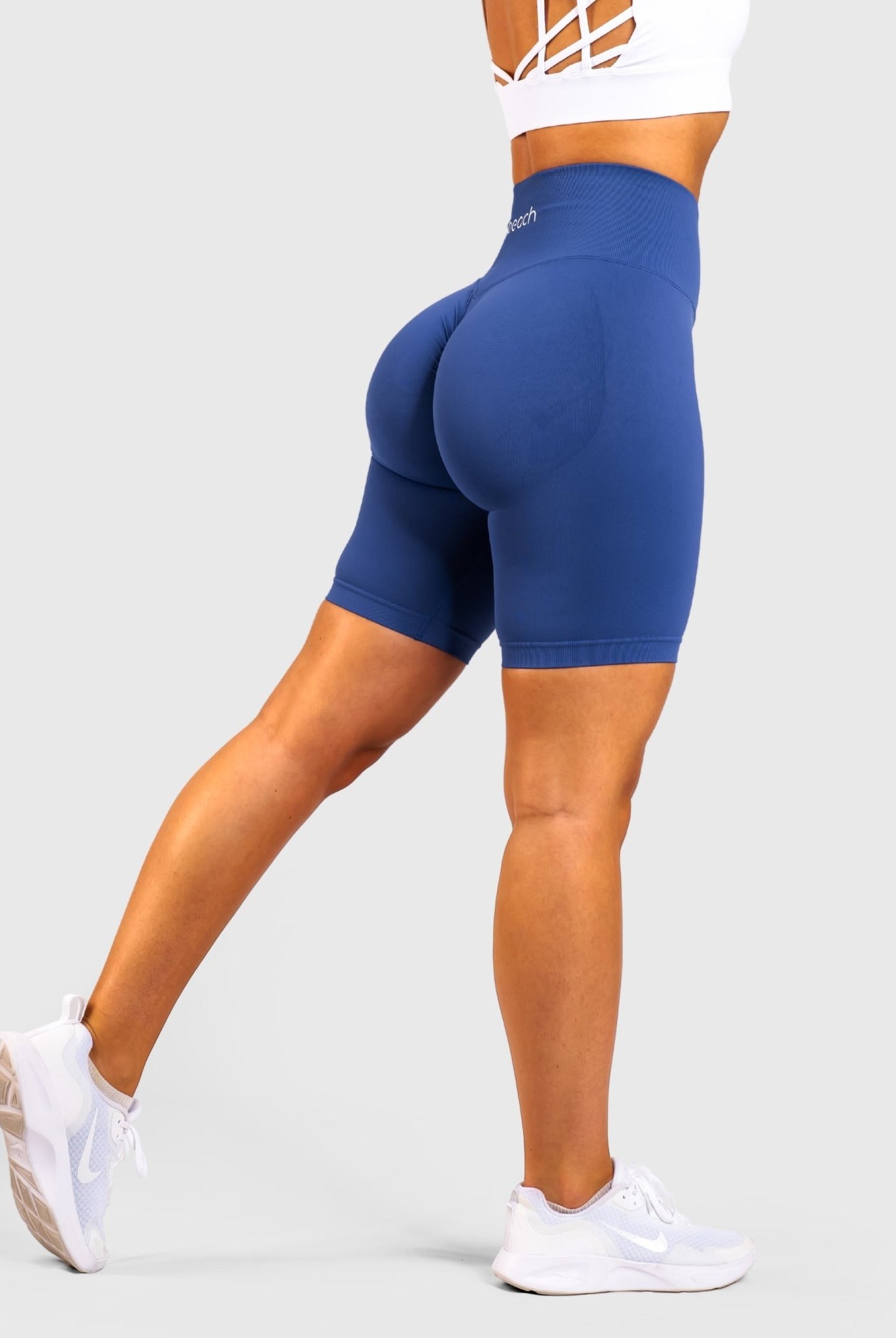 Blue Biker Shorts - Peach Tights - Shorts