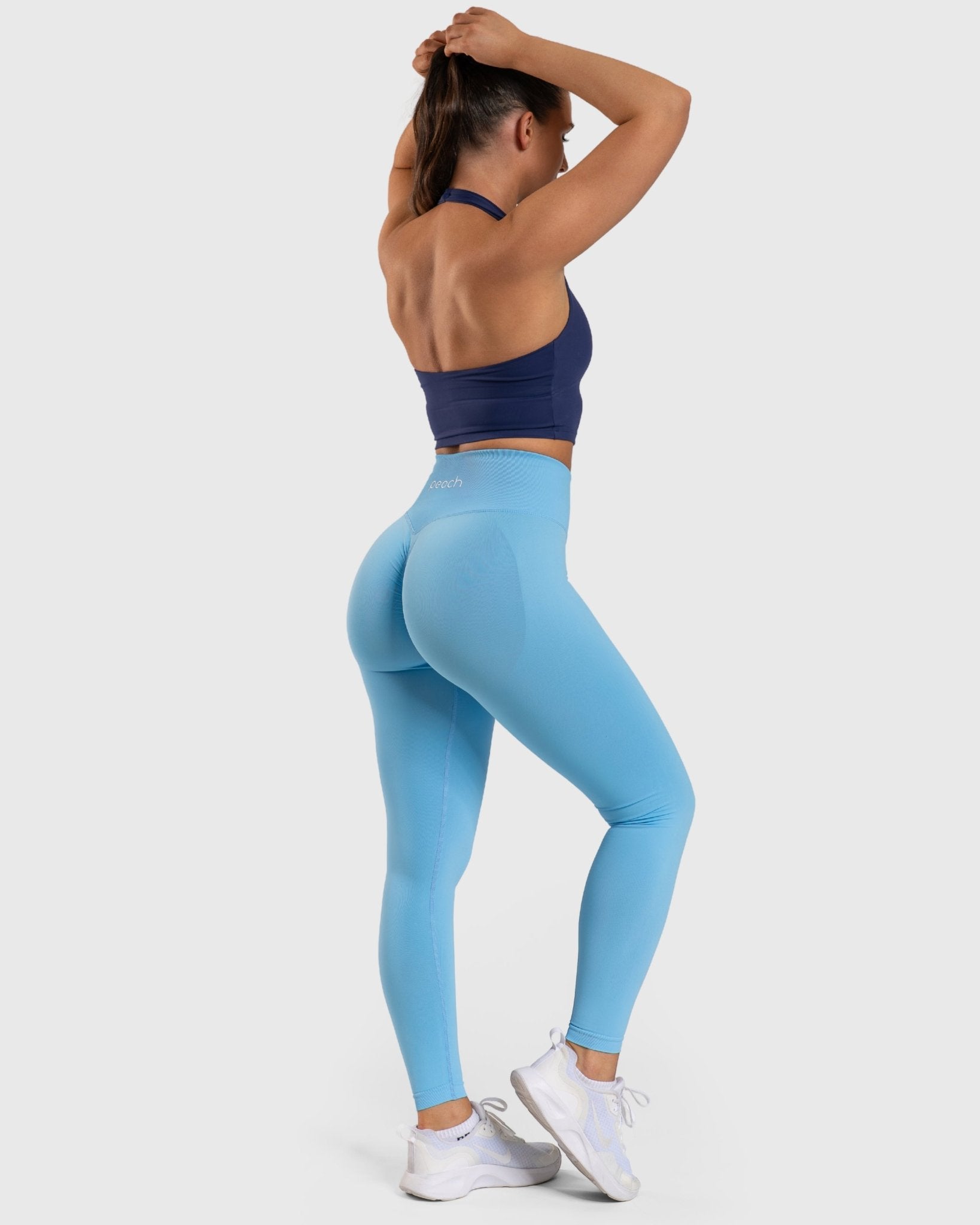 Blue Lush Halterneck Topp - Peach Tights - Singlet