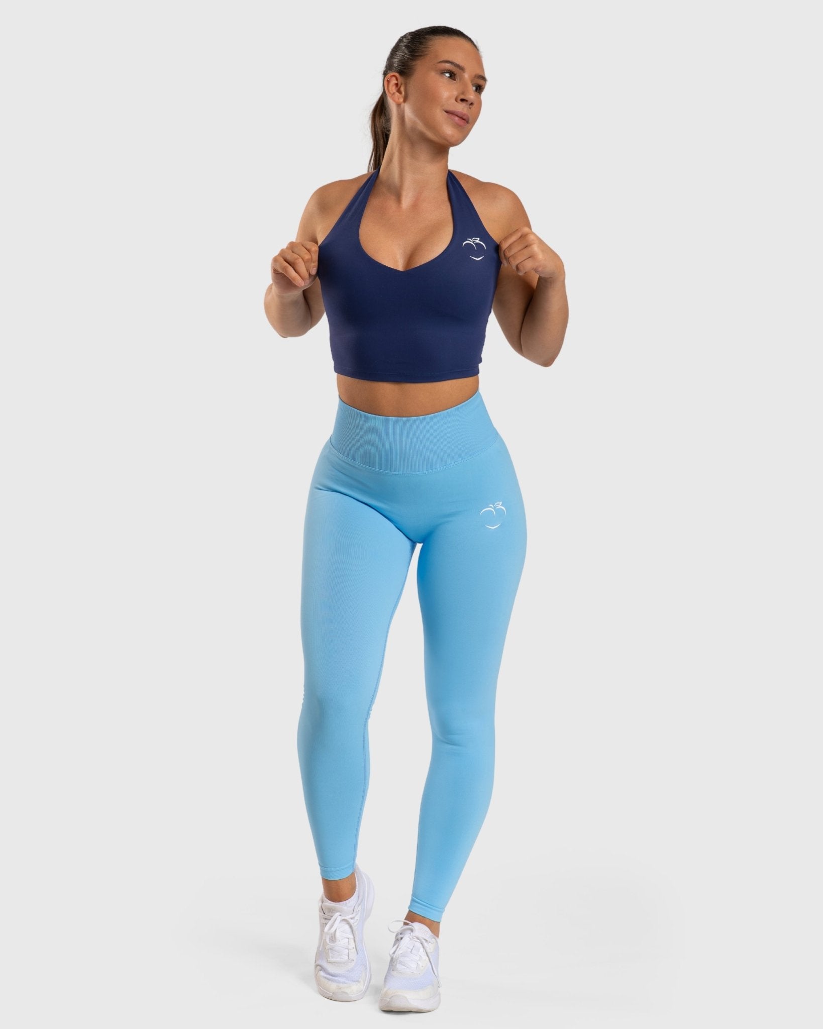 Blue Lush Halterneck Topp - Peach Tights - Singlet