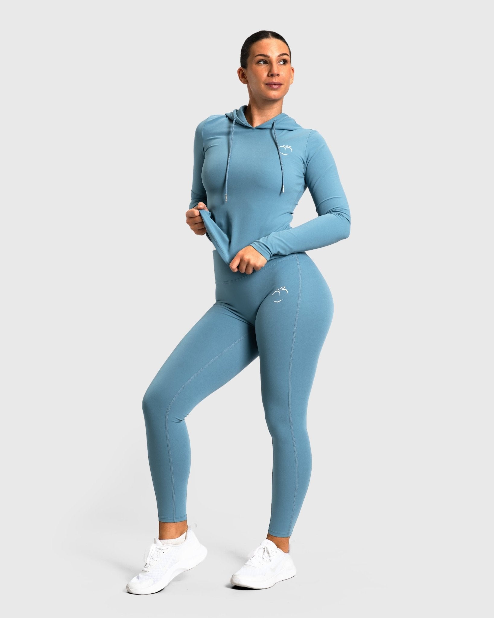 Blue Serenity Sweatshirt - Peach Tights - Long sleeve