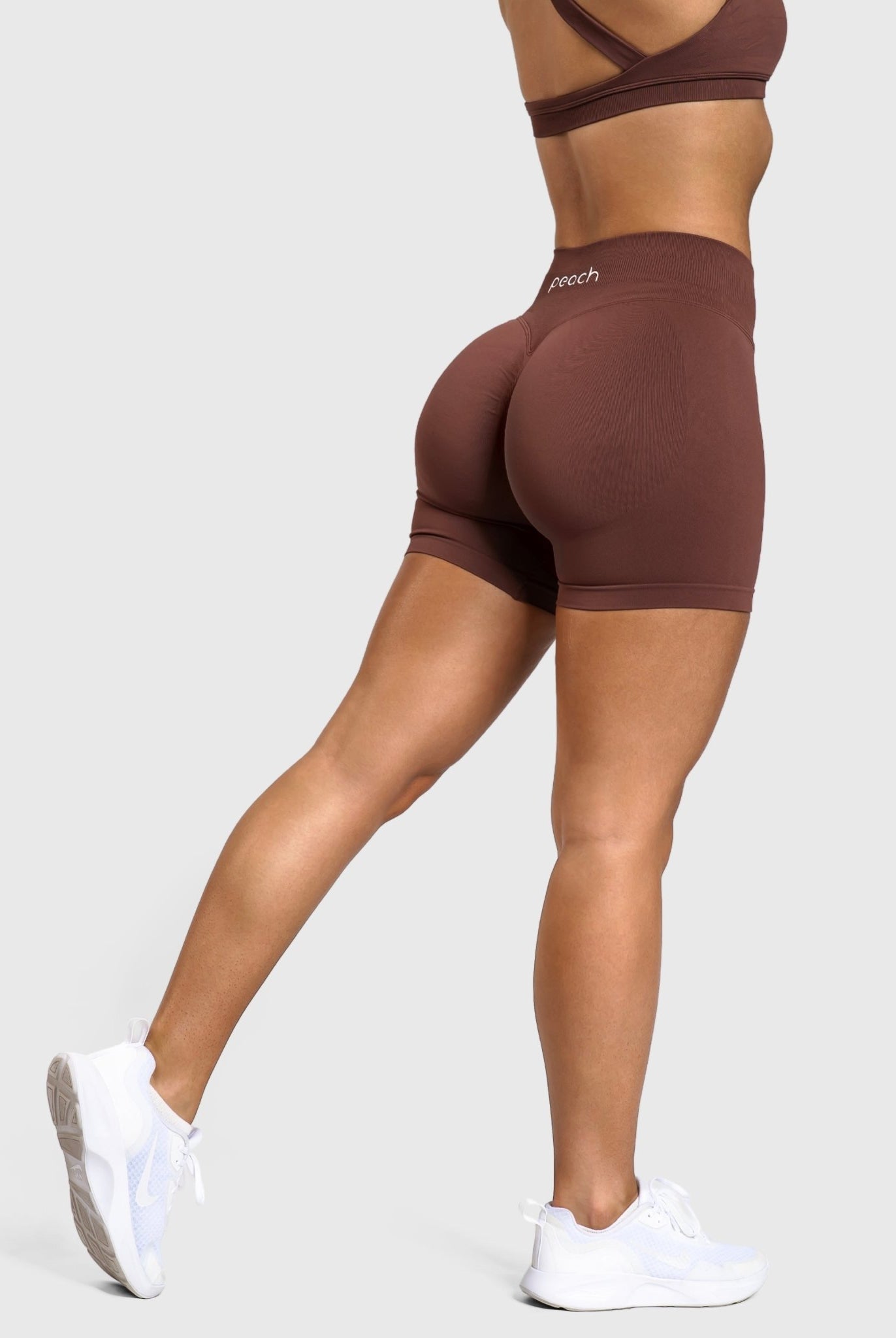 Brown Essence Shorts - Peach Tights - Shorts