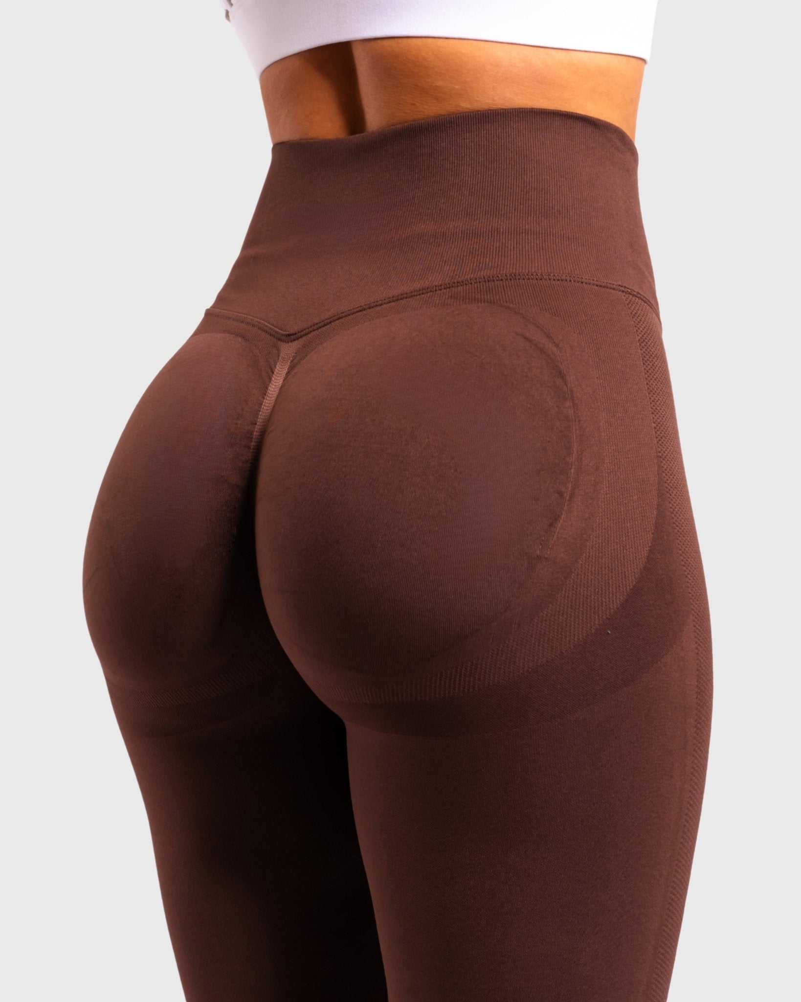 Brown Solid - Mid Waist Tights - Peach Tights - Tights