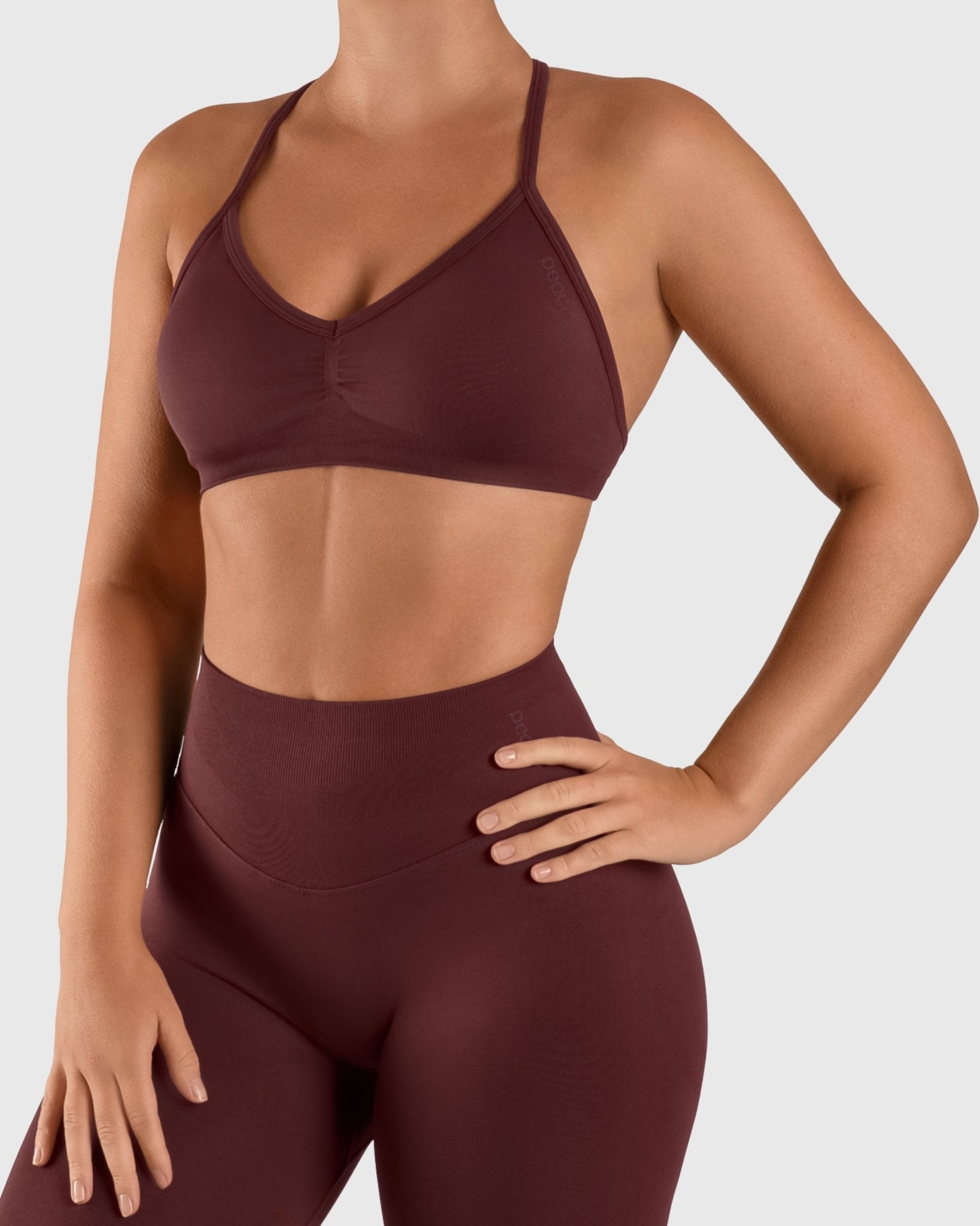 Burgundy Vivid Sports - bra - Peach Tights - Sports - Bra