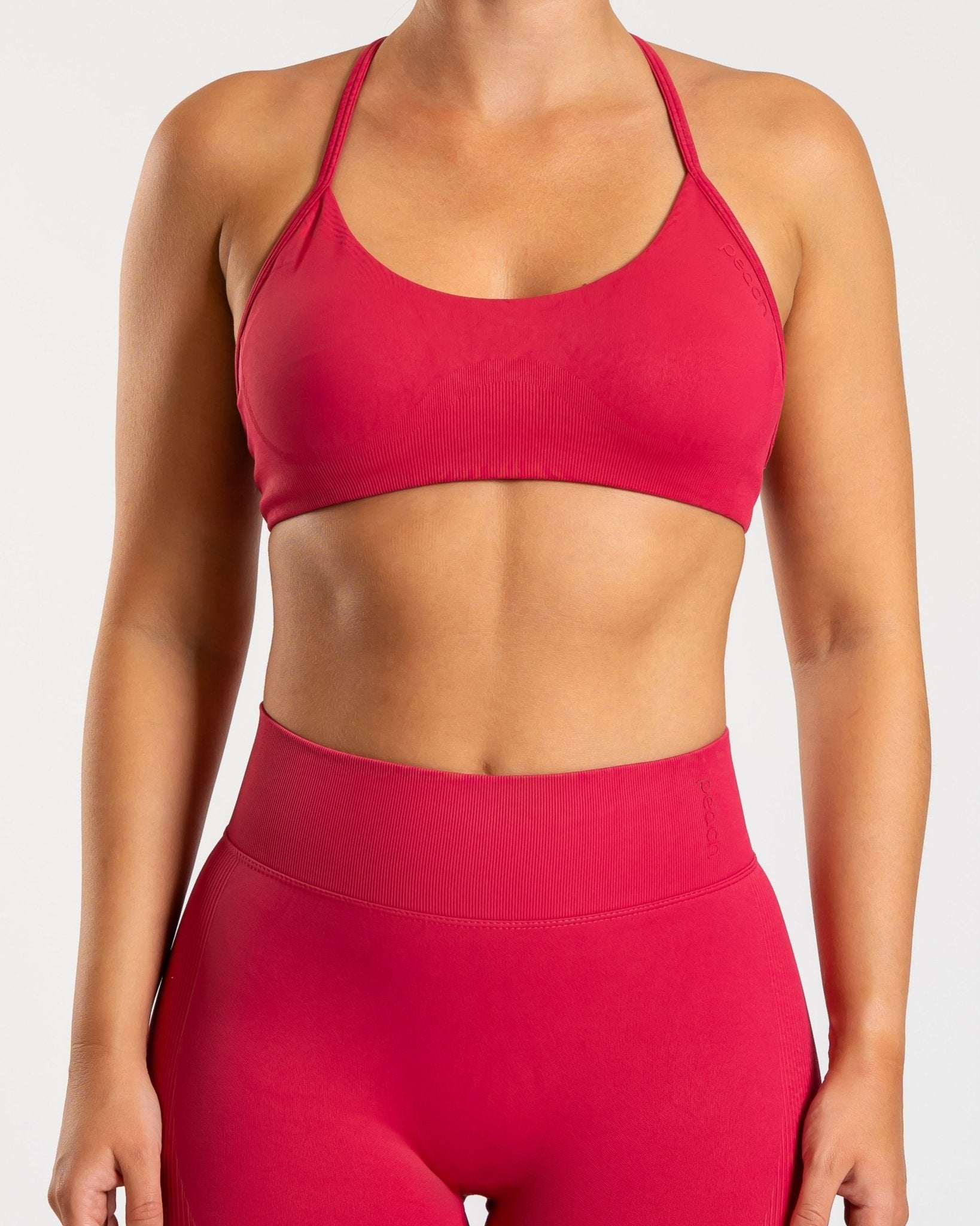 Cherry Red Ignite Sports - bra - Peach Tights - Sports - Bra