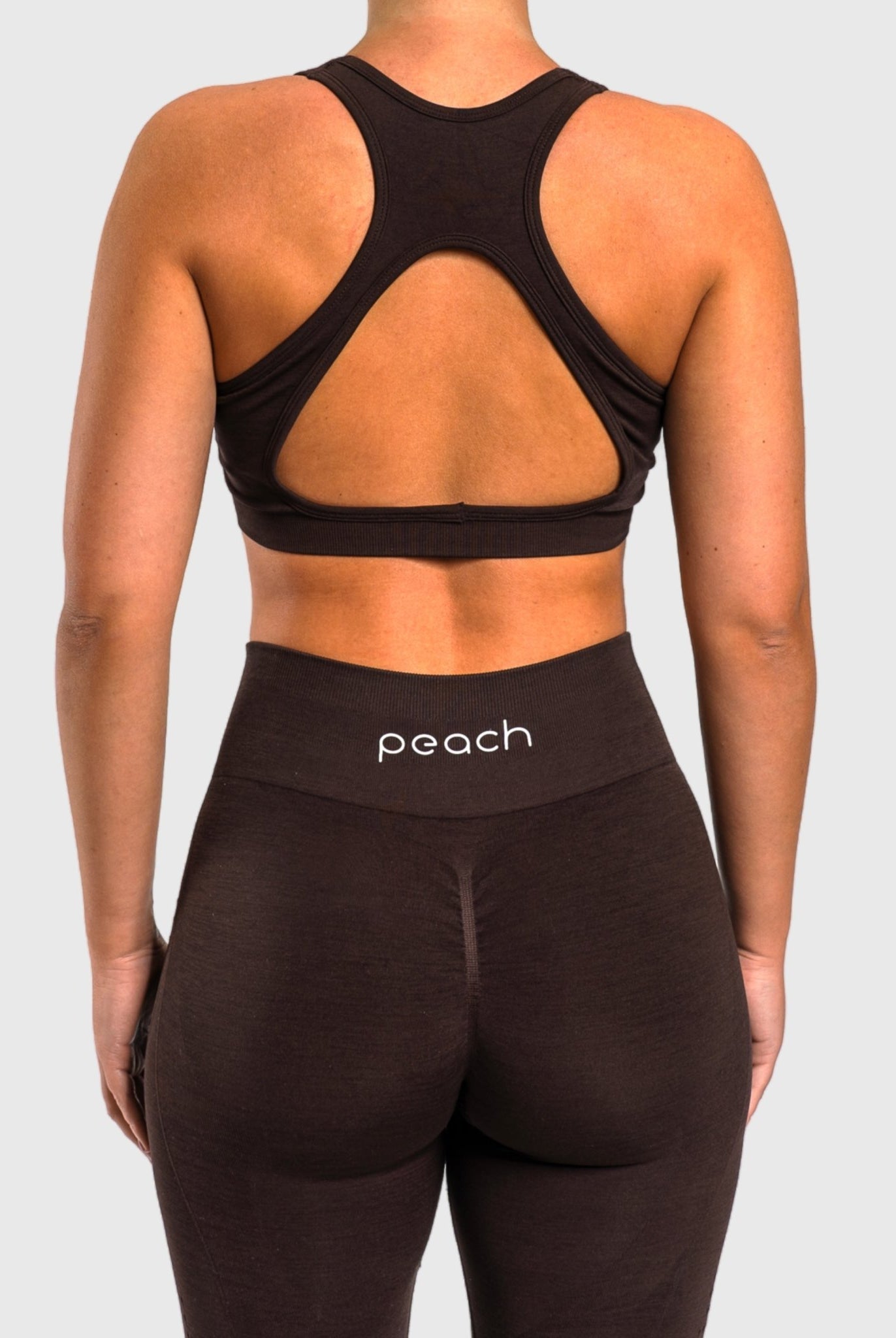 Dark Brown Edge Sports - bra - Peach Tights - Sports - Bra