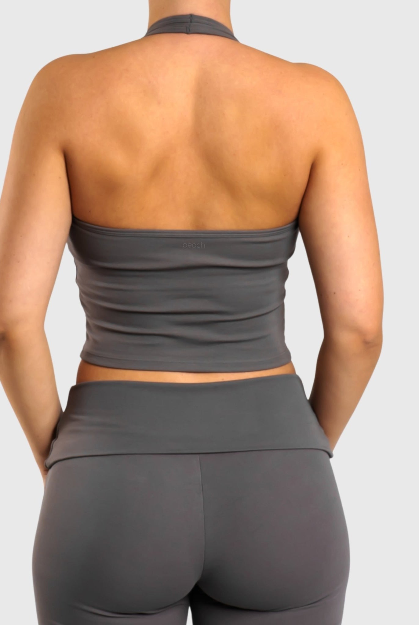 Dark Grey Flow Halterneck Topp - Peach Tights - Sports - Bra