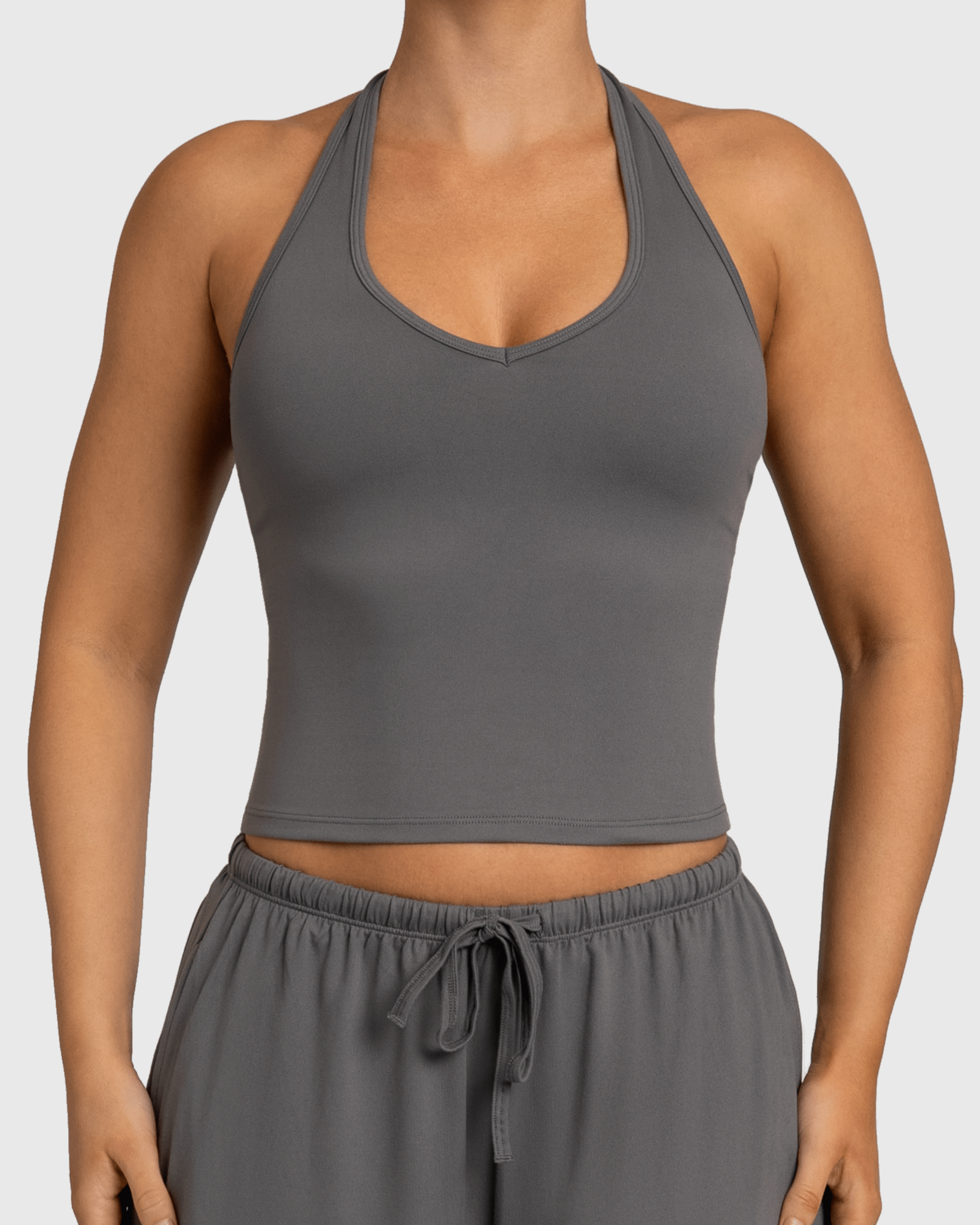 Grey Lounge Singlet - Peach Tights - Sports - Bra
