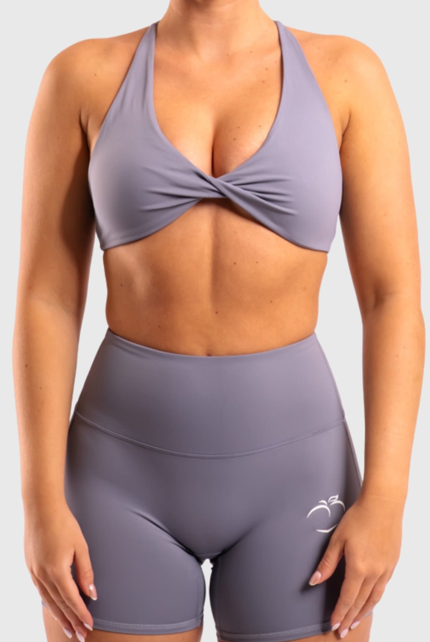 Grey Twist Sports - bra - Peach Tights - Sports - Bra