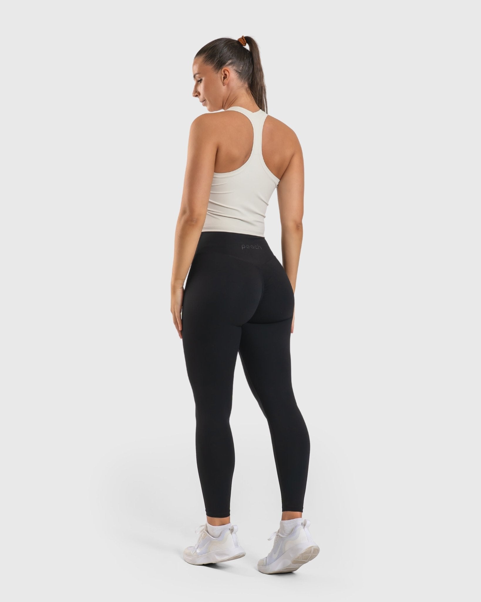 Ivory Tank Top - Peach Tights - Sports - Bra