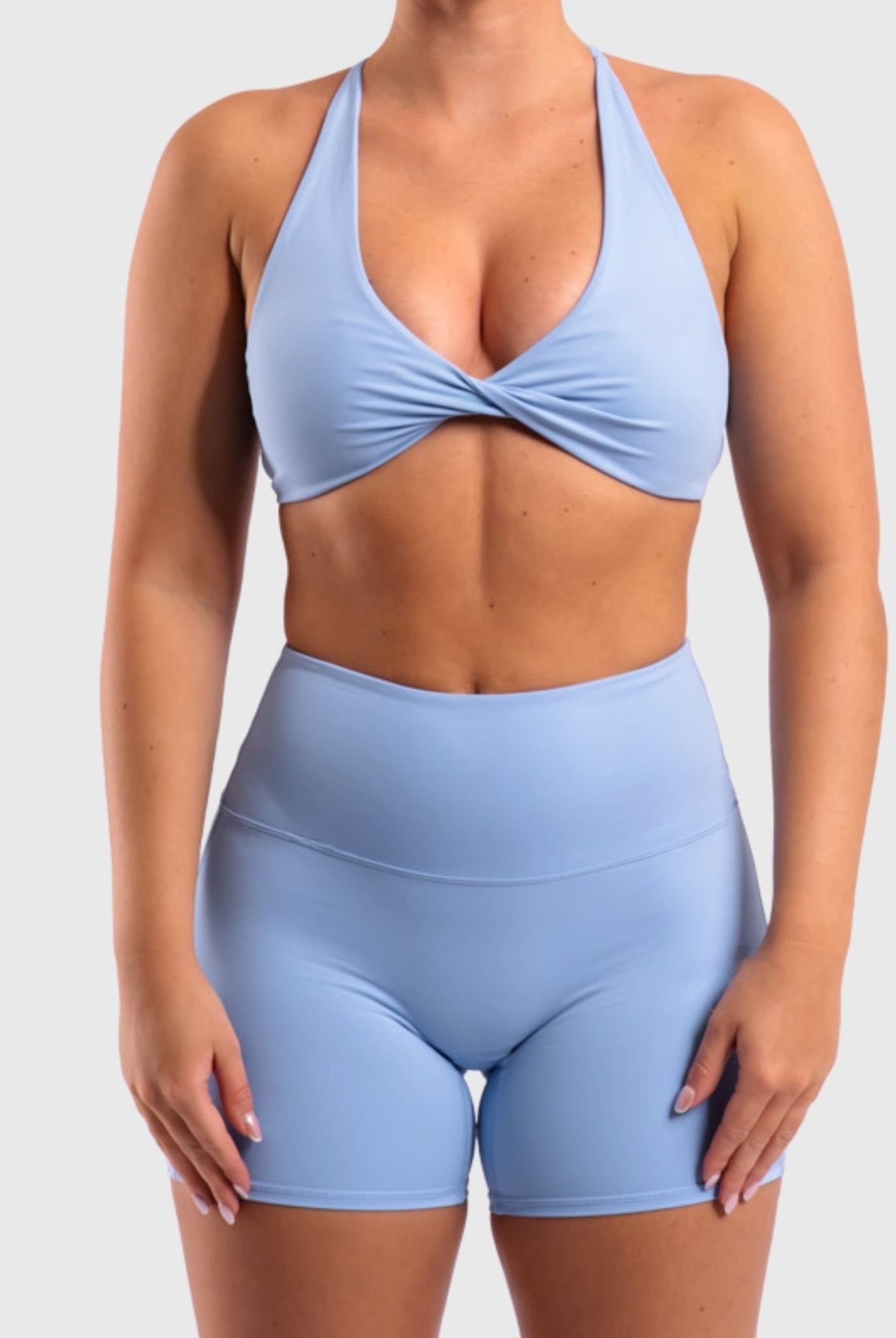 Light Blue Twist Sports - bra - Peach Tights - Sports - Bra
