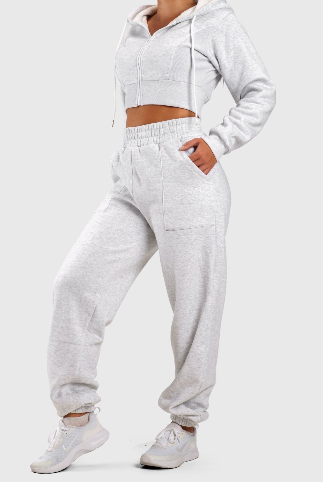 Light Grey Vibe Sweatpants - Peach Tights - Sweatpants