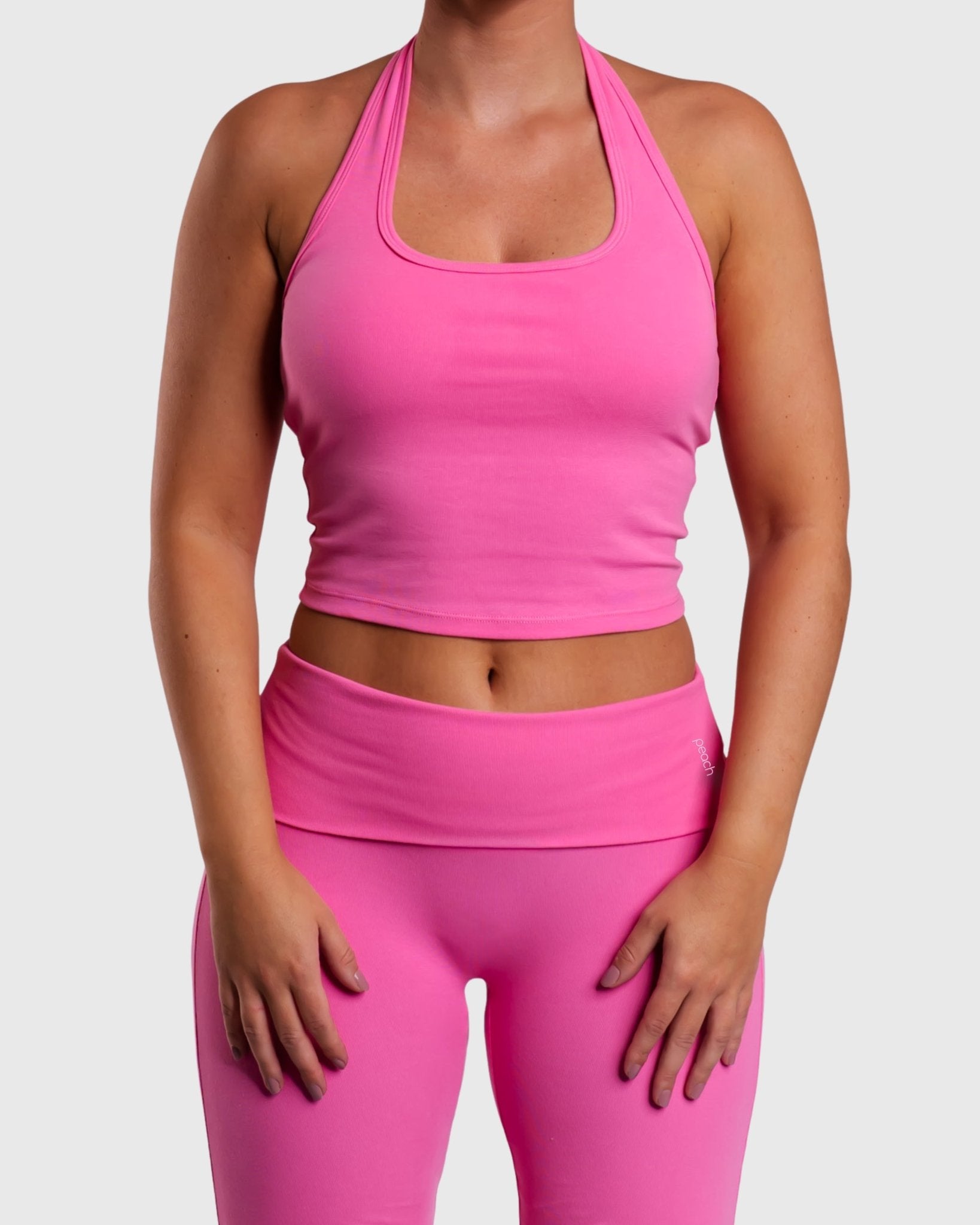 Pink Flow Halterneck Topp - Peach Tights - Sports - Bra