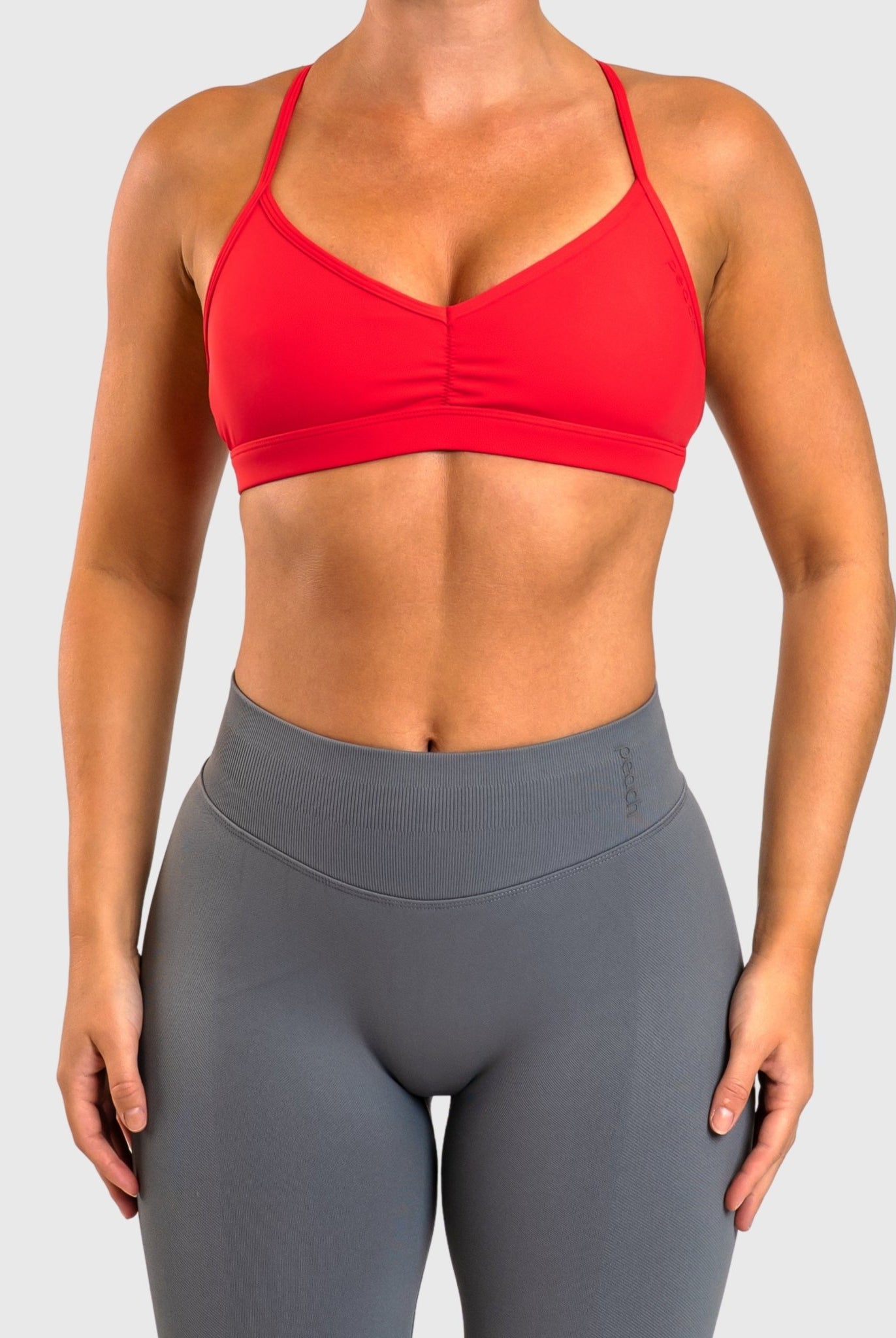 Red Athleisure Sports - bra - Peach Tights - Sports - Bra