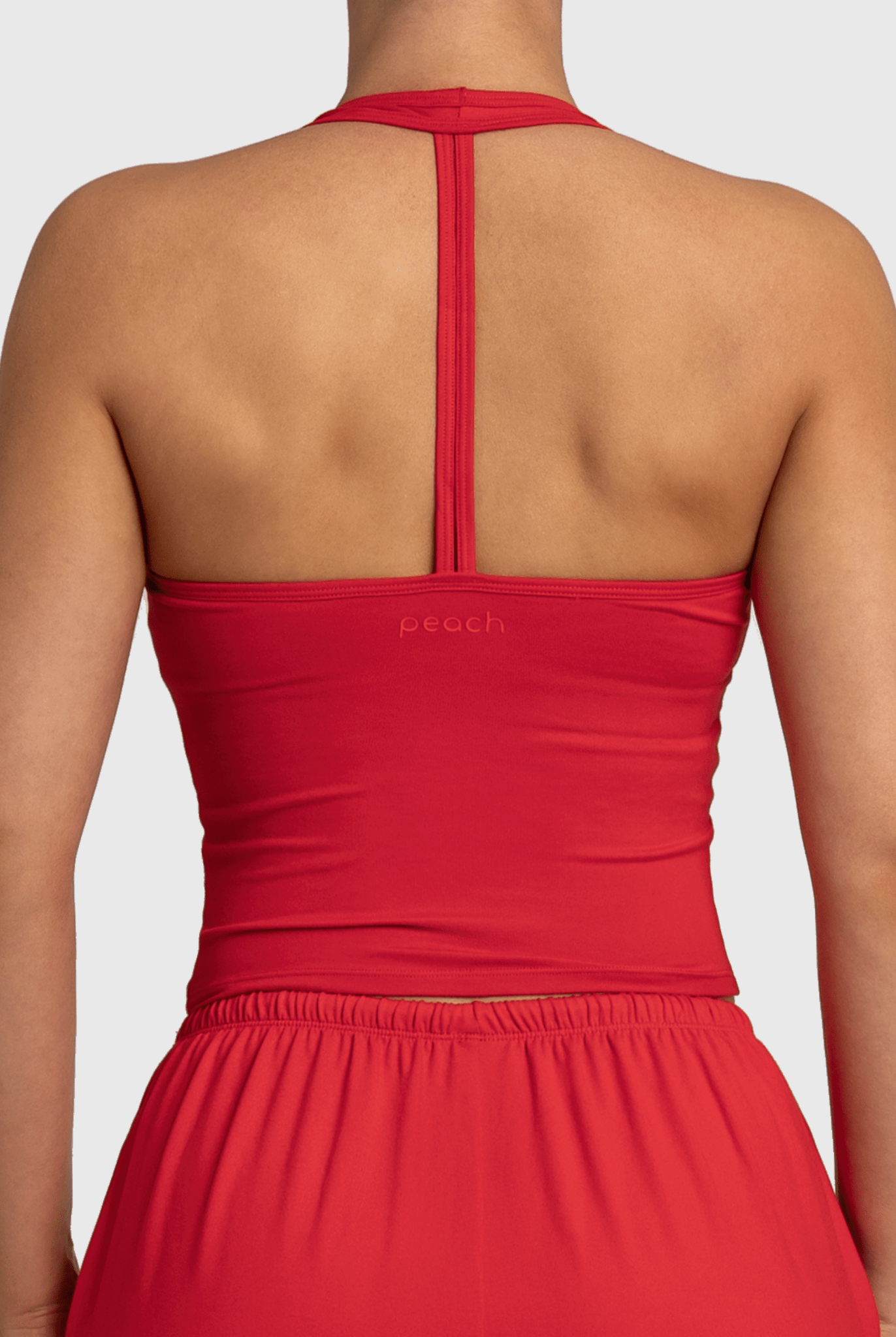 Red Lounge Singlet - Peach Tights - Sports - Bra