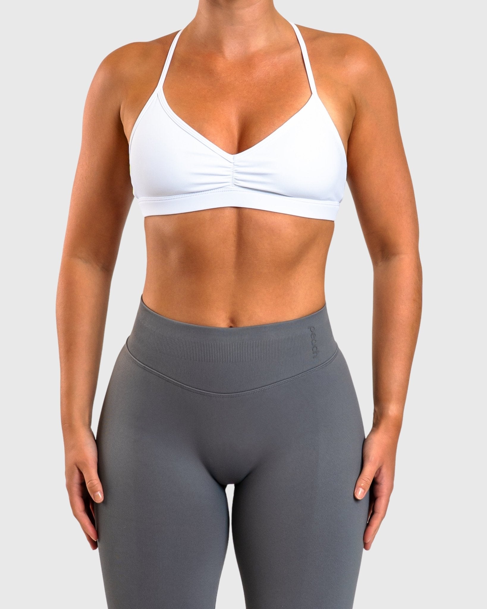 White Athleisure Sports - bra - Peach Tights - Sports - Bra