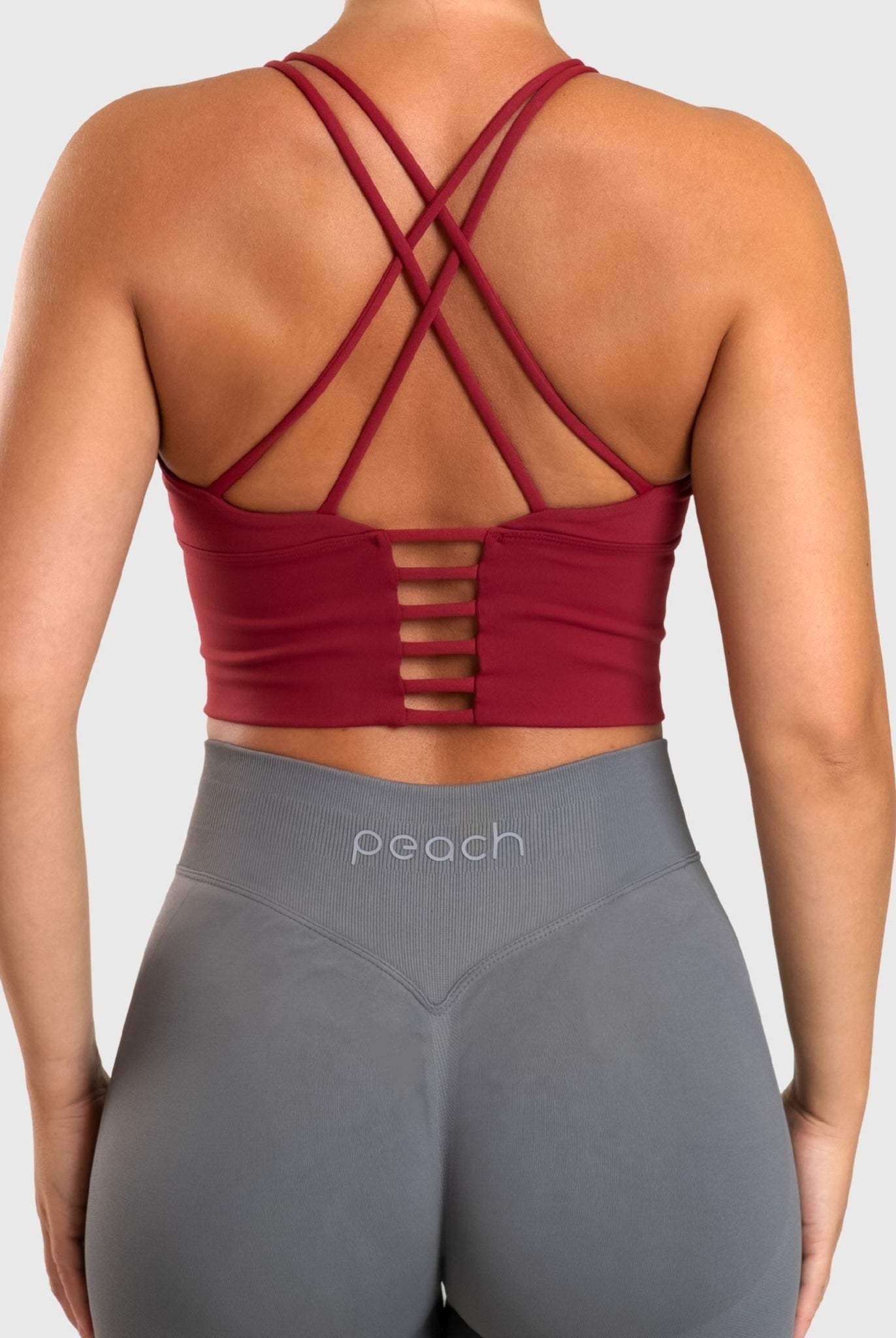 Wine Red Cross Topp - Peach Tights - Sports - Bra