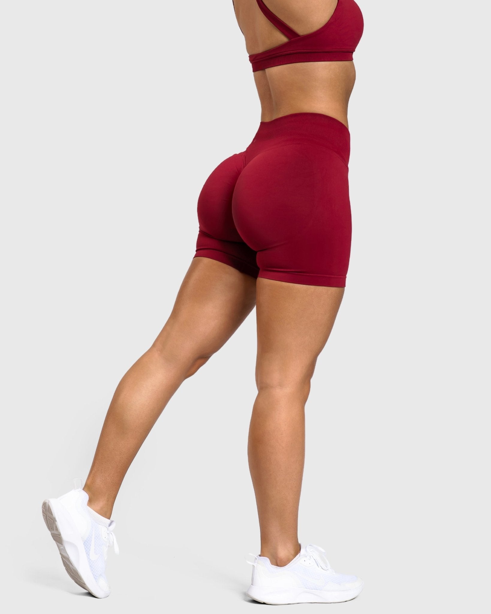 Wine Red Essence Shorts - Peach Tights - Shorts
