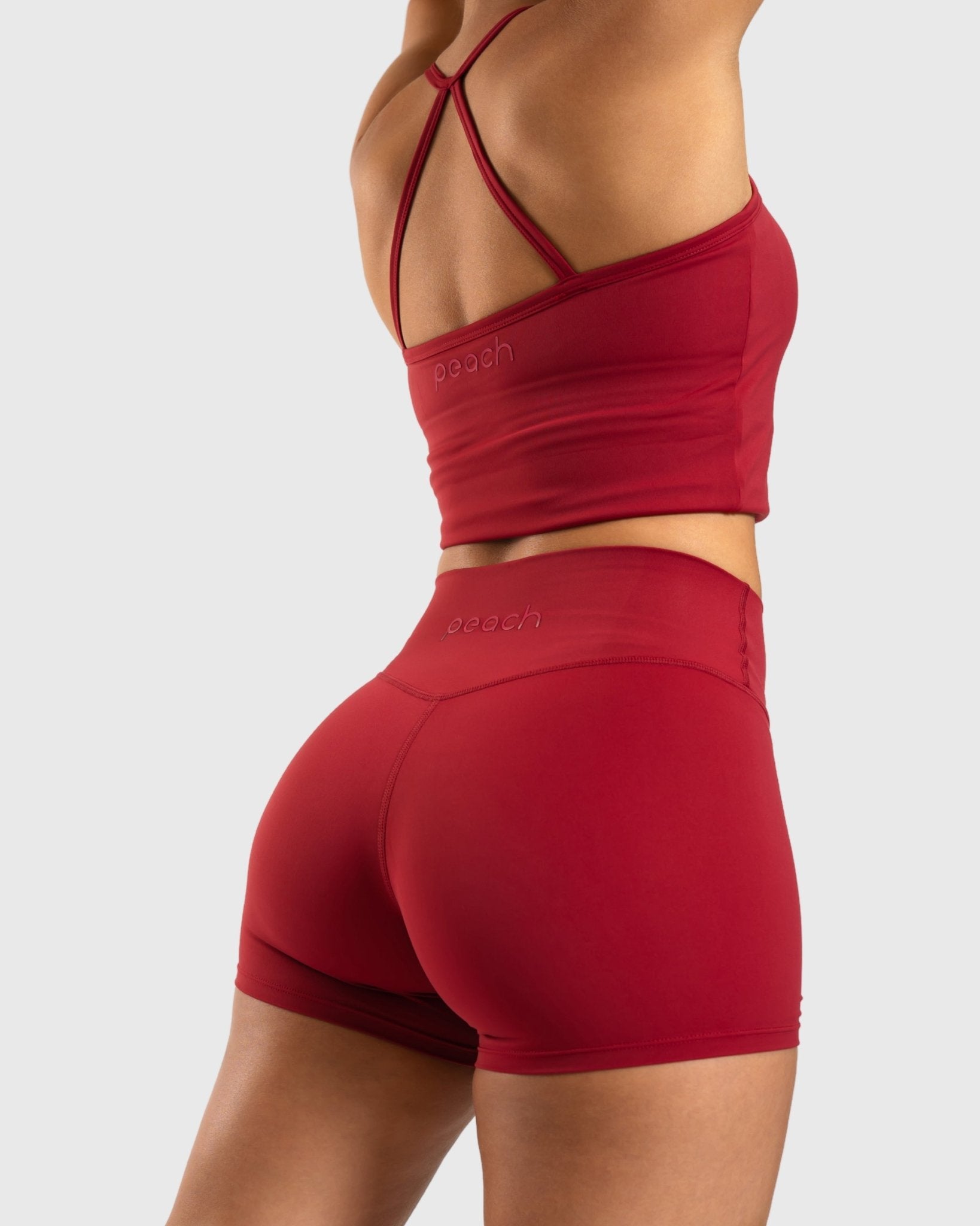 Wine Red Noiré Shorts - Peach Tights - Tights