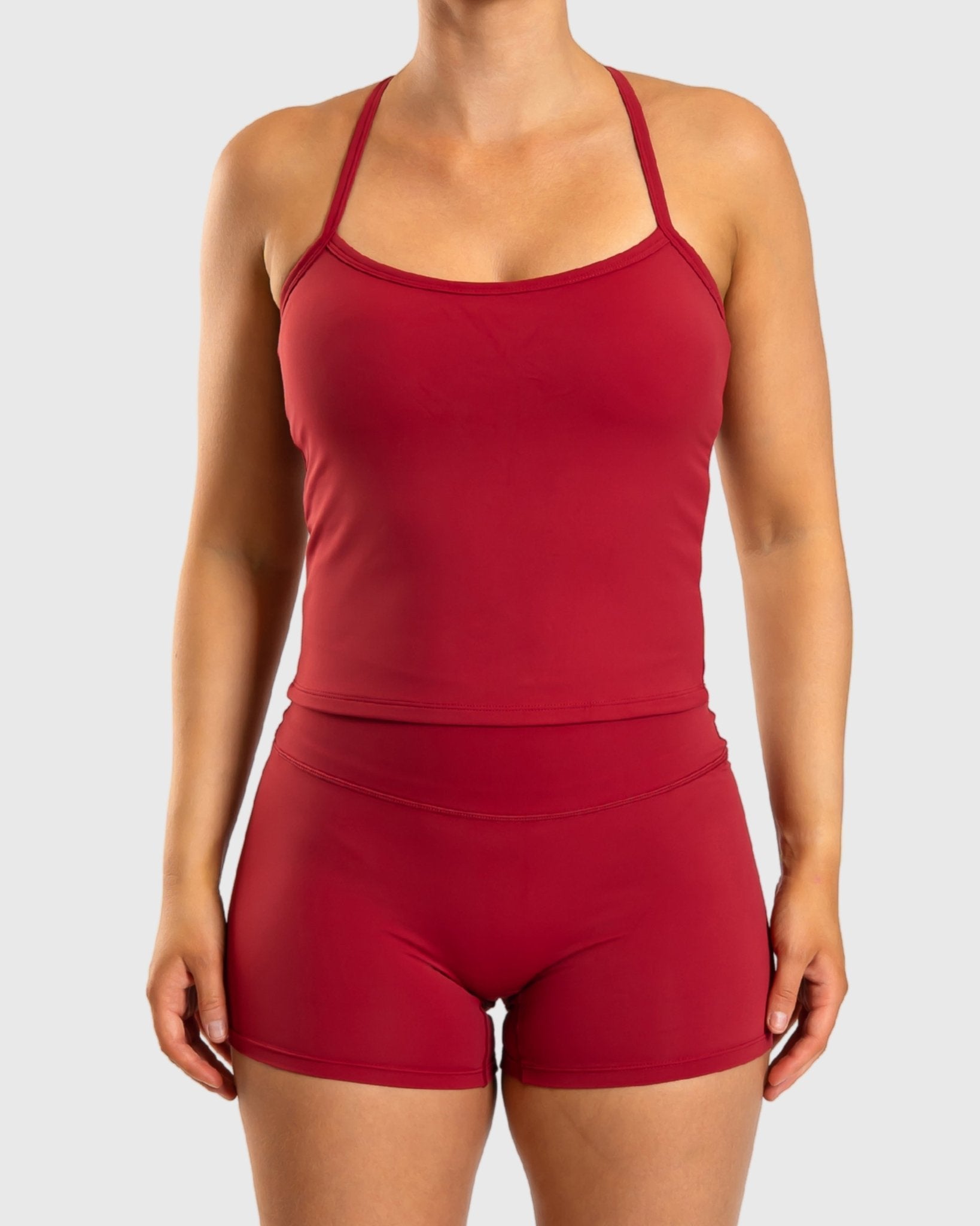 Wine Red Noiré Singlet - Peach Tights - Sports - Bra