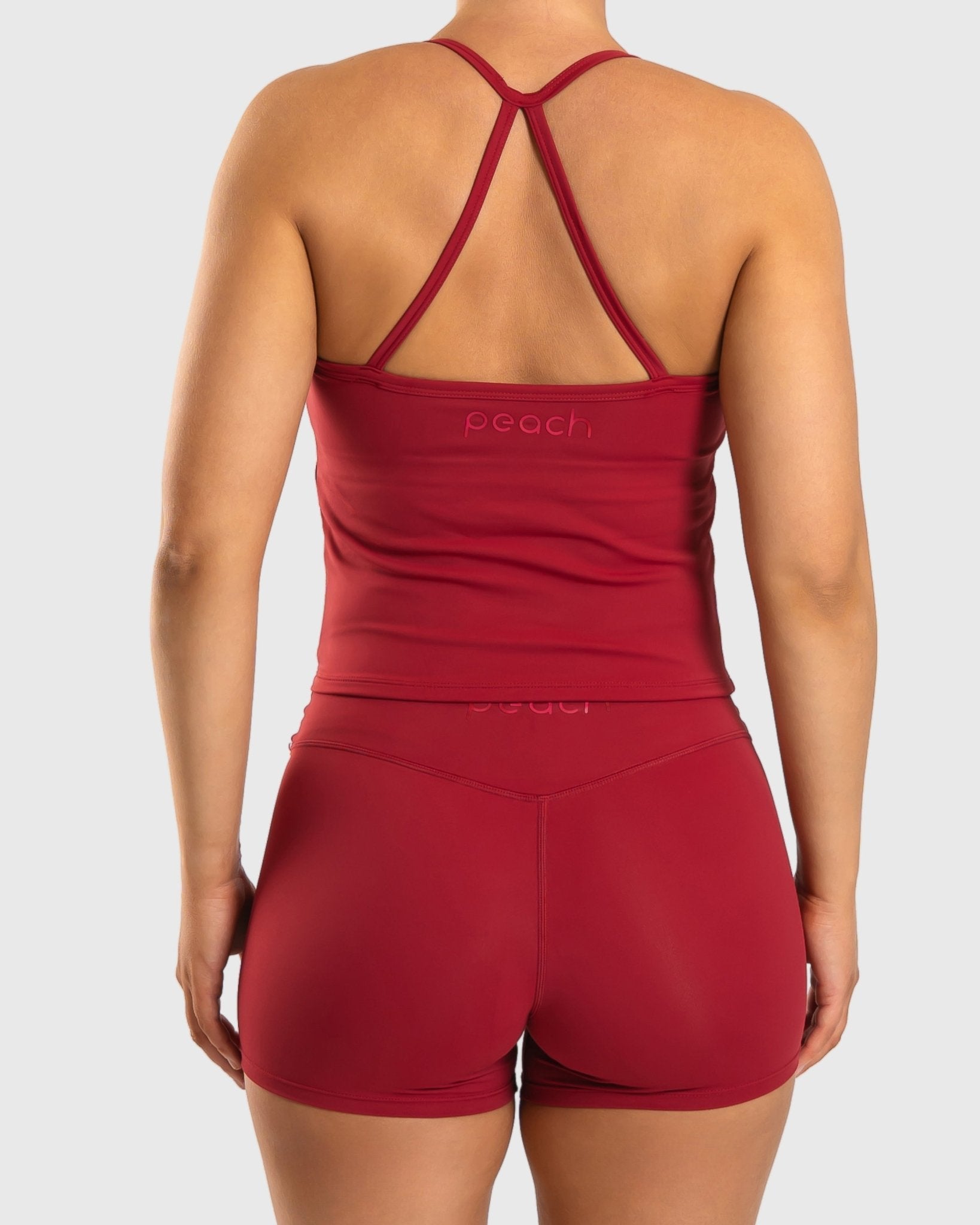 Wine Red Noiré Singlet - Peach Tights - Sports - Bra