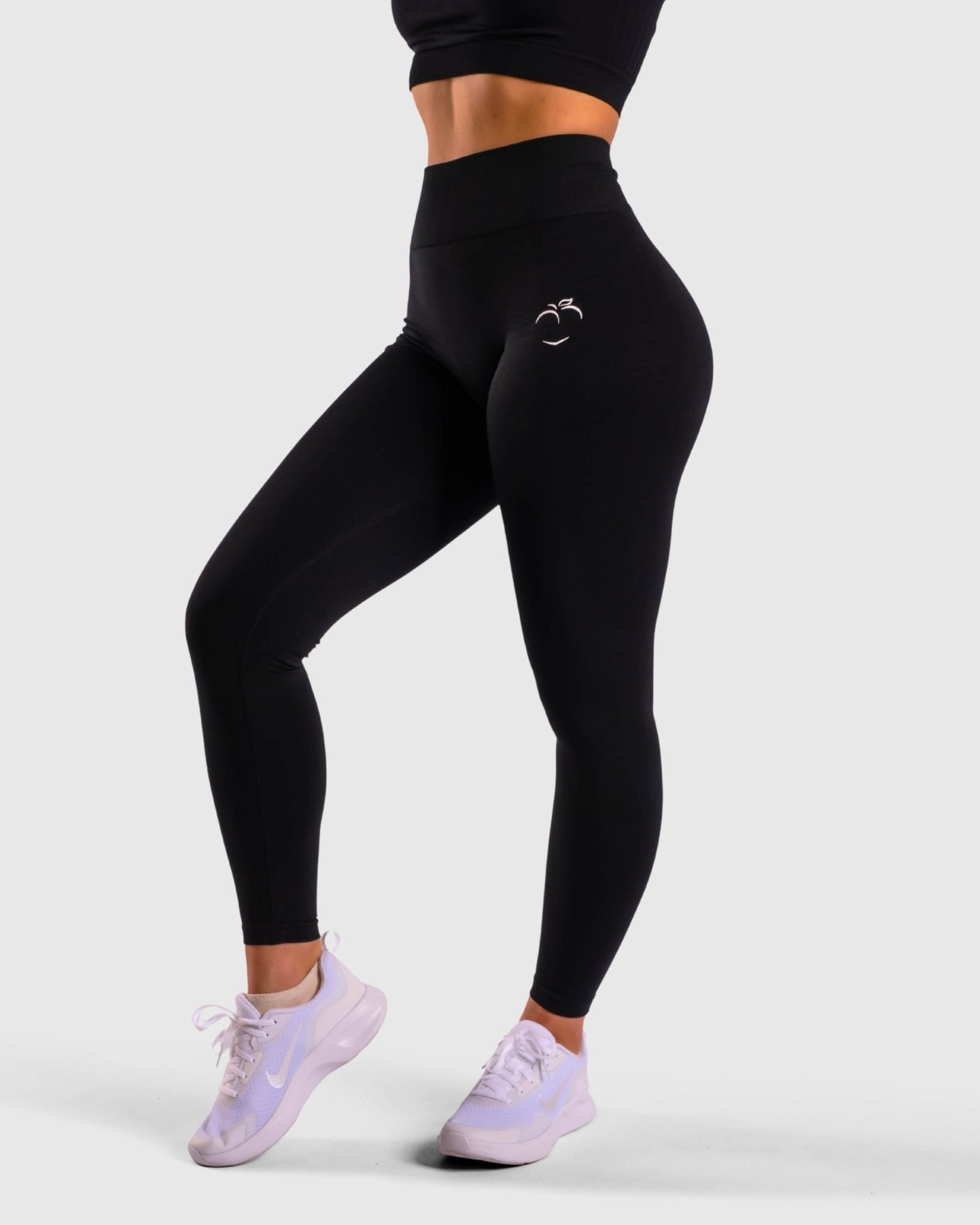 Black Deluxe Mid Waist - Peach Tights -