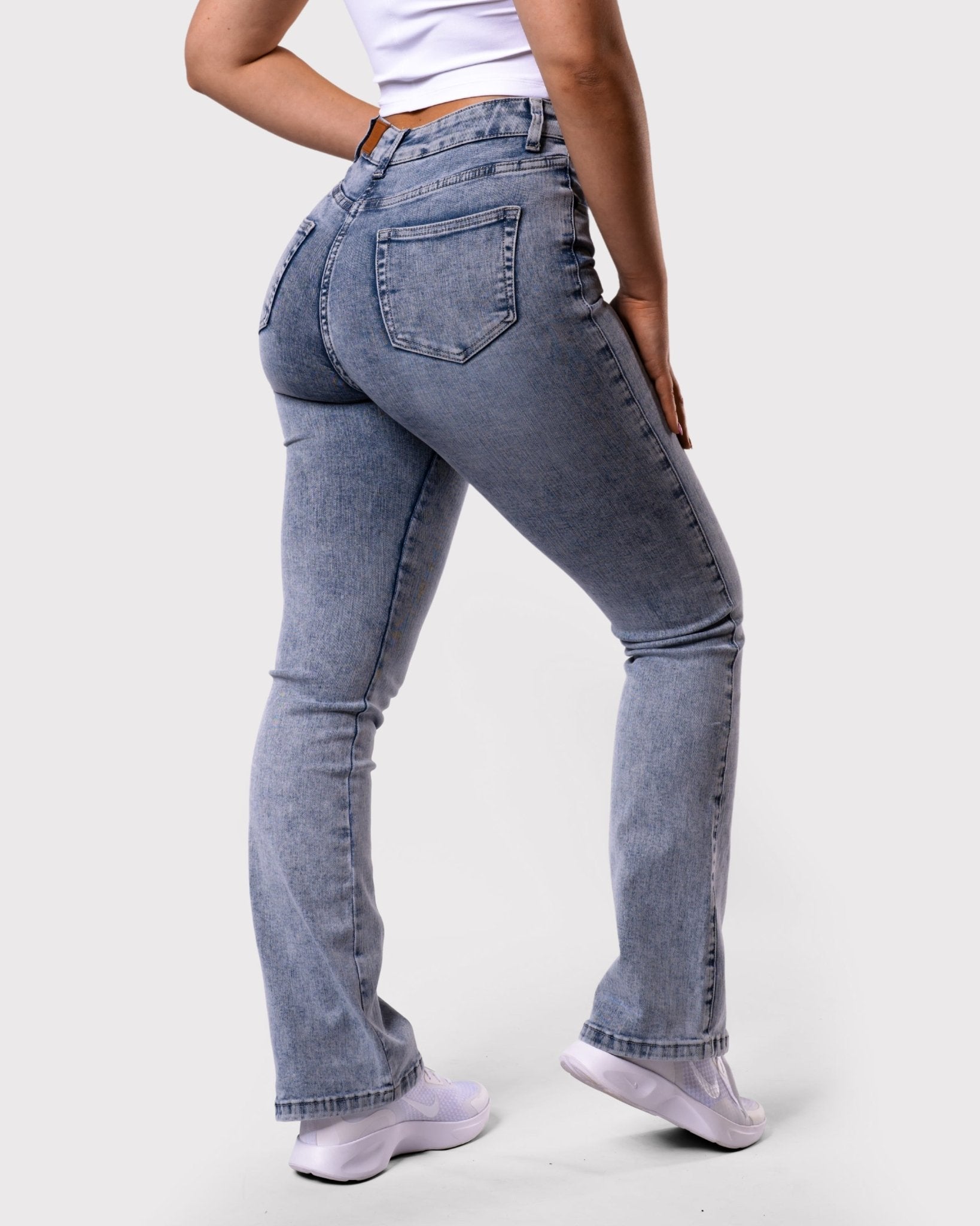 Blue Mist Flared Jeans - Peach Tights -