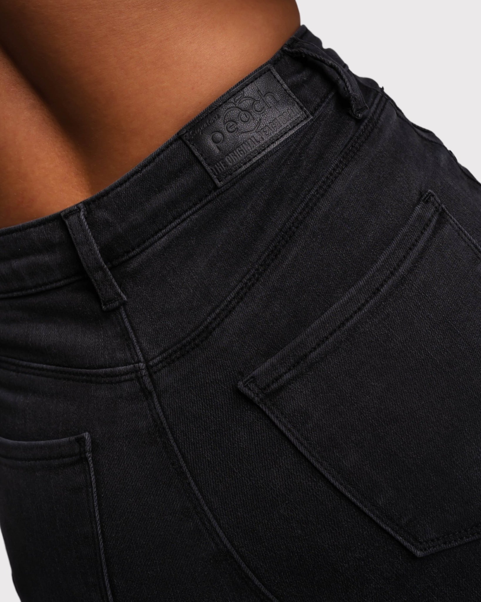 Dark Grey Skinny Jeans - Peach Tights -