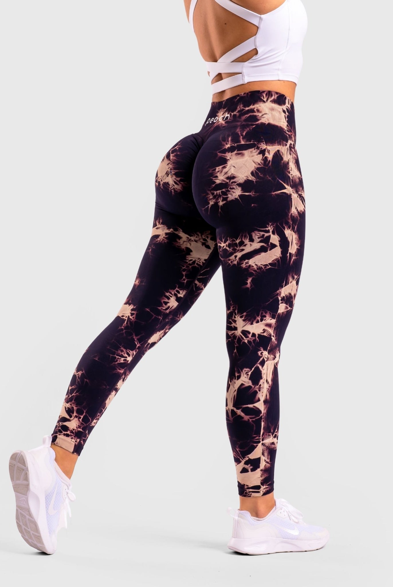 Dark lilac Tie-dye V.2 Mid waist - Peach Tights -