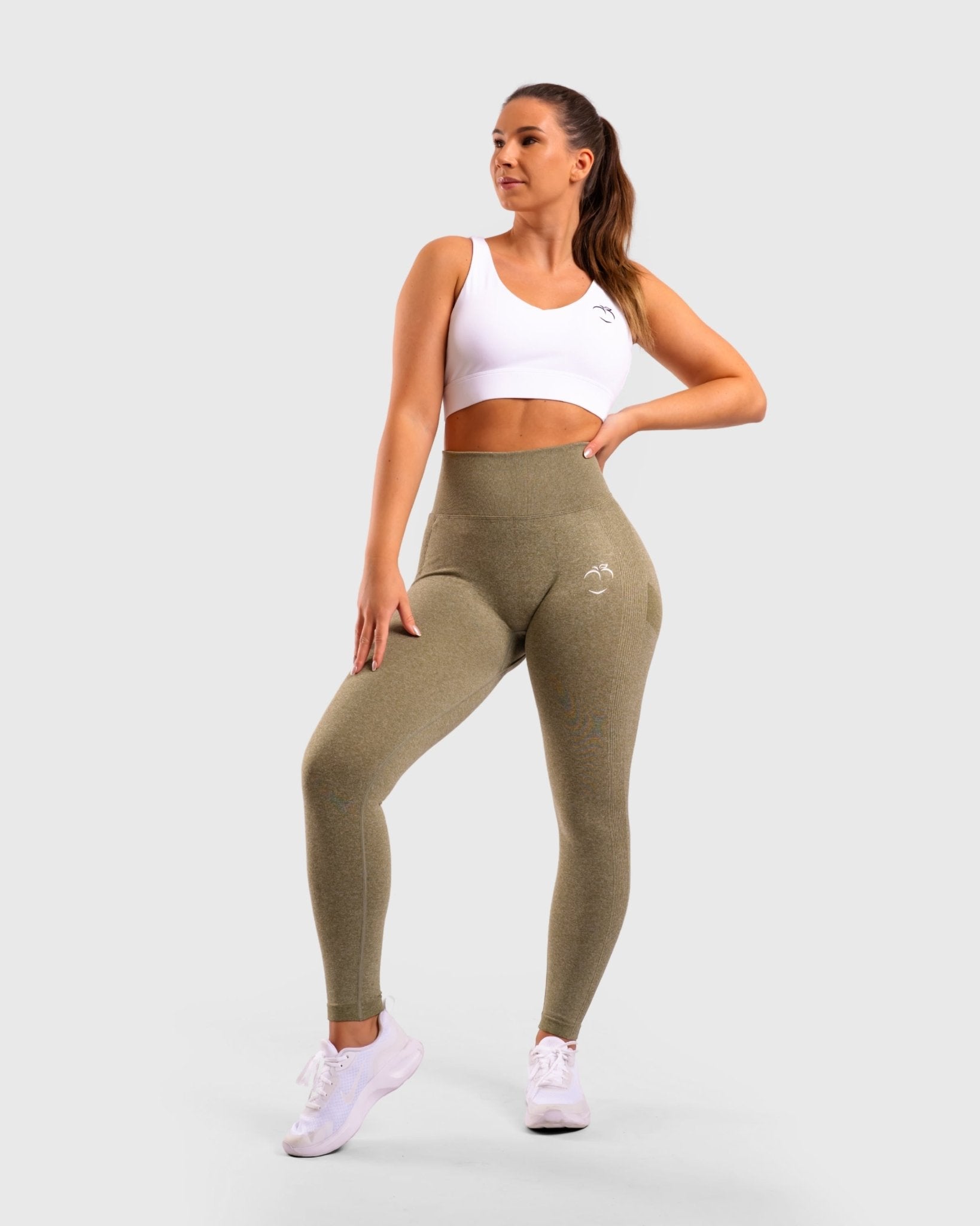 Green High Waist - Peach Tights -