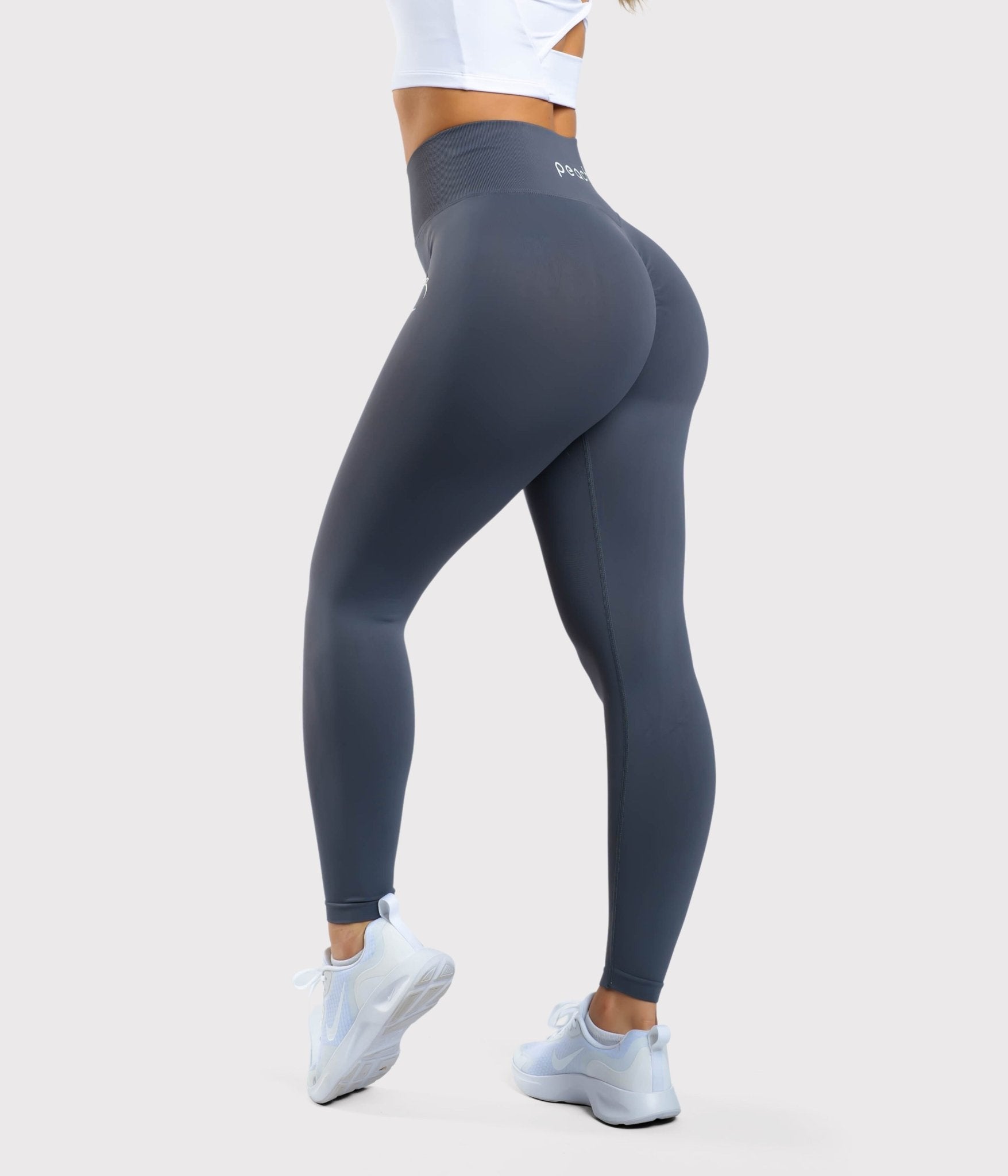 Grey Sleek Deluxe Mid Waist - Peach Tights -