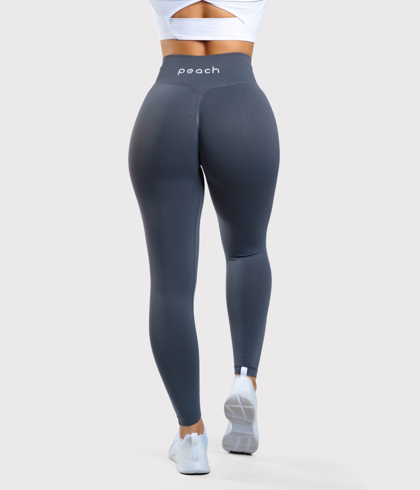 Grey Sleek Deluxe Mid Waist - Peach Tights -