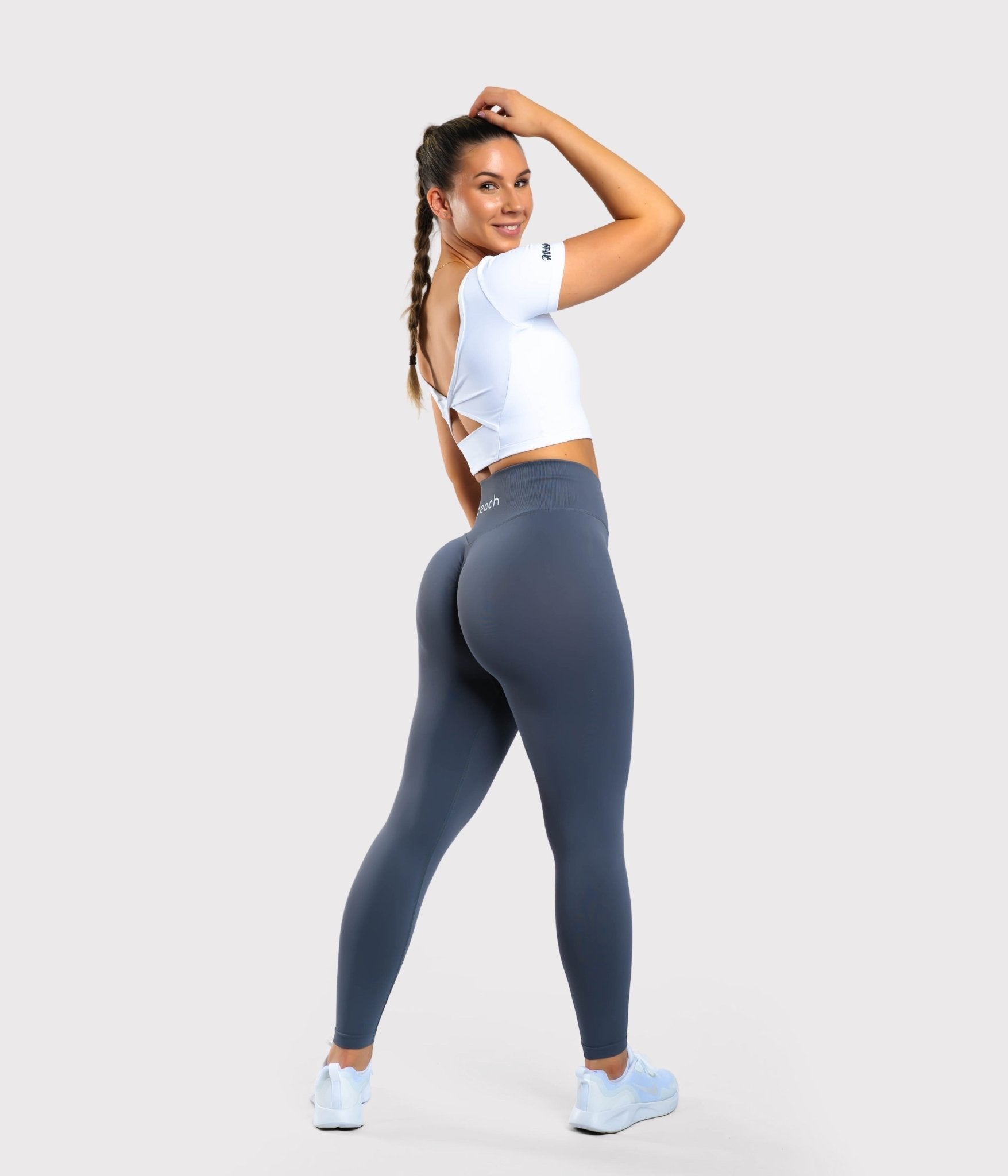 Grey Sleek Deluxe Mid Waist - Peach Tights -