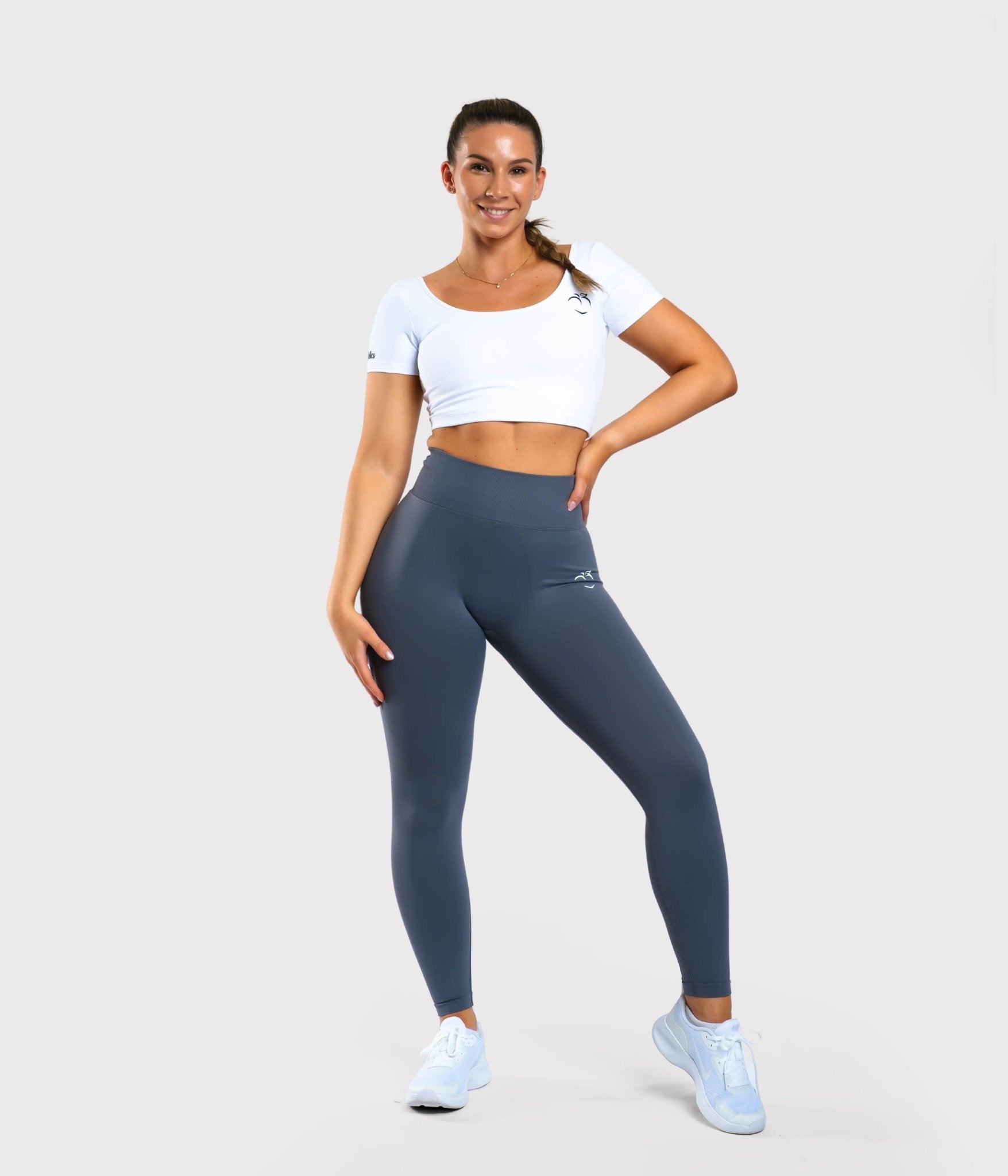 Grey Sleek Deluxe Mid Waist - Peach Tights -