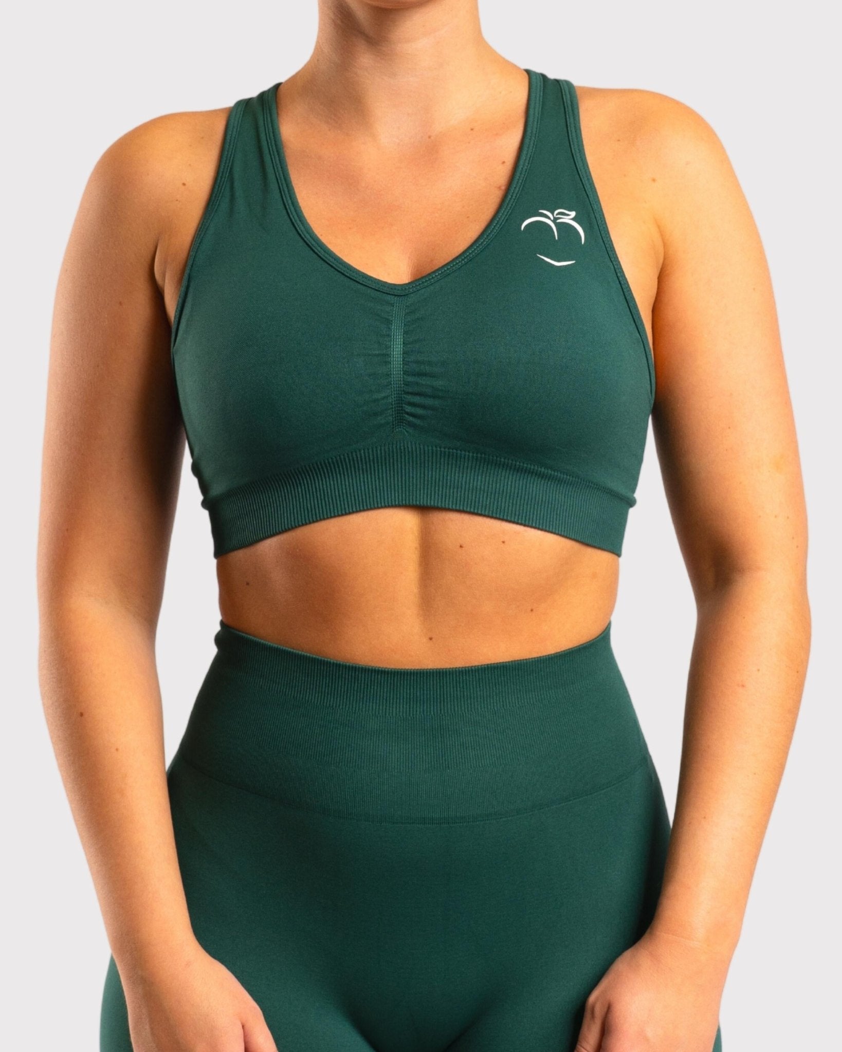 Hunter Green Classic Deluxe Sports-bra - Peach Tights -