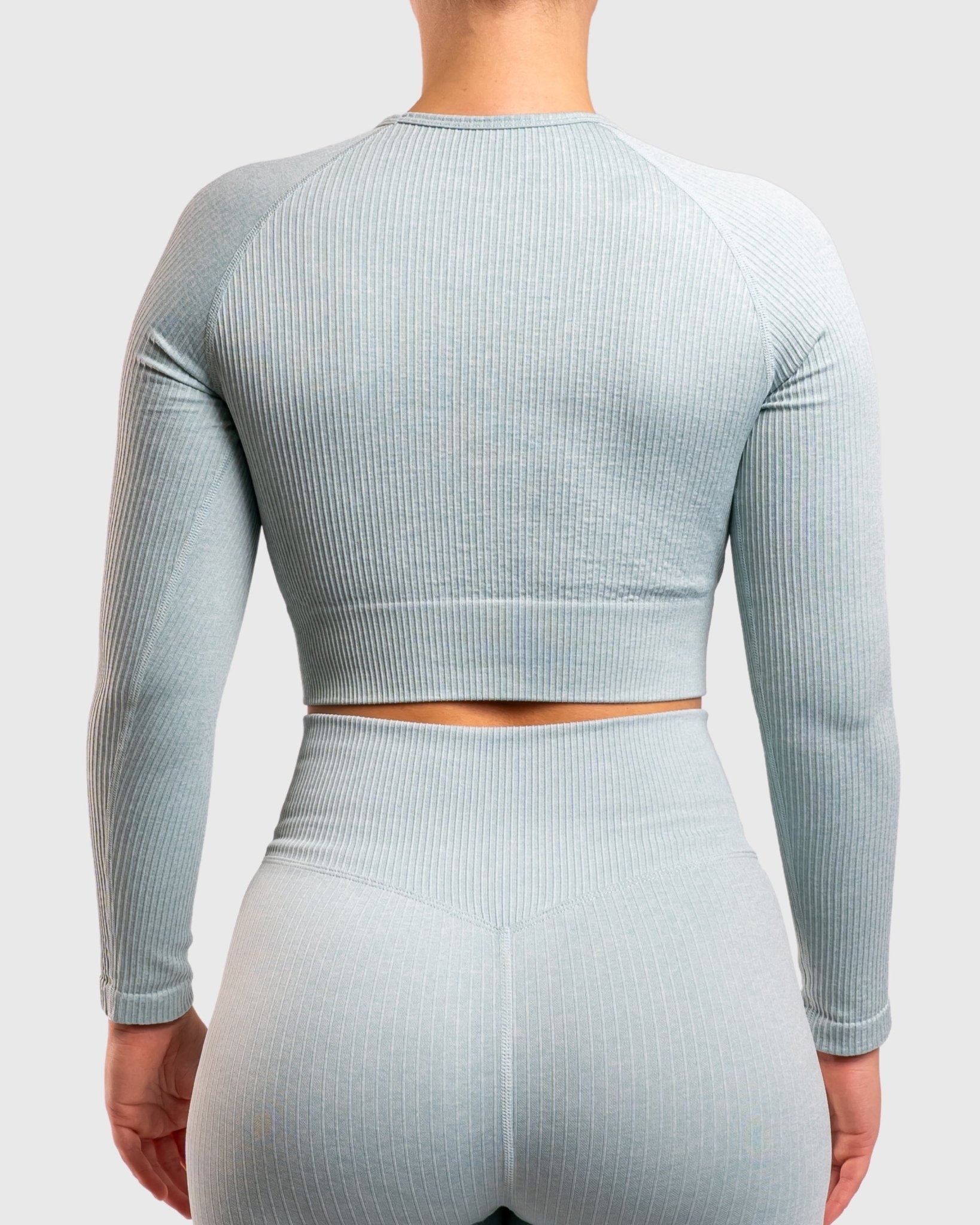 Mint Green Ribbed Long Sleeve - Peach Tights - Long sleeve