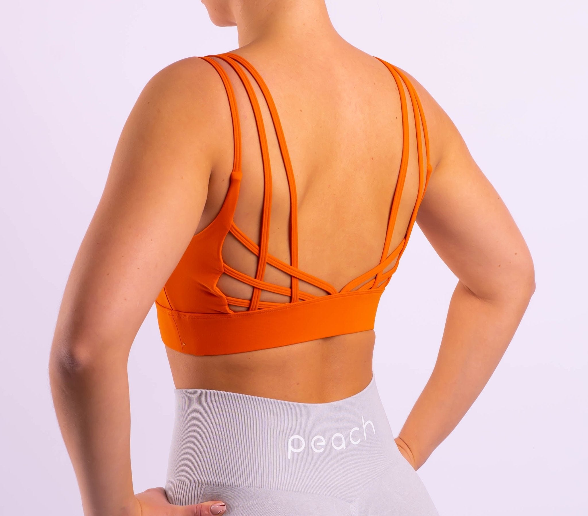 Orange Kinetic Sports-Bra - Peach Tights -