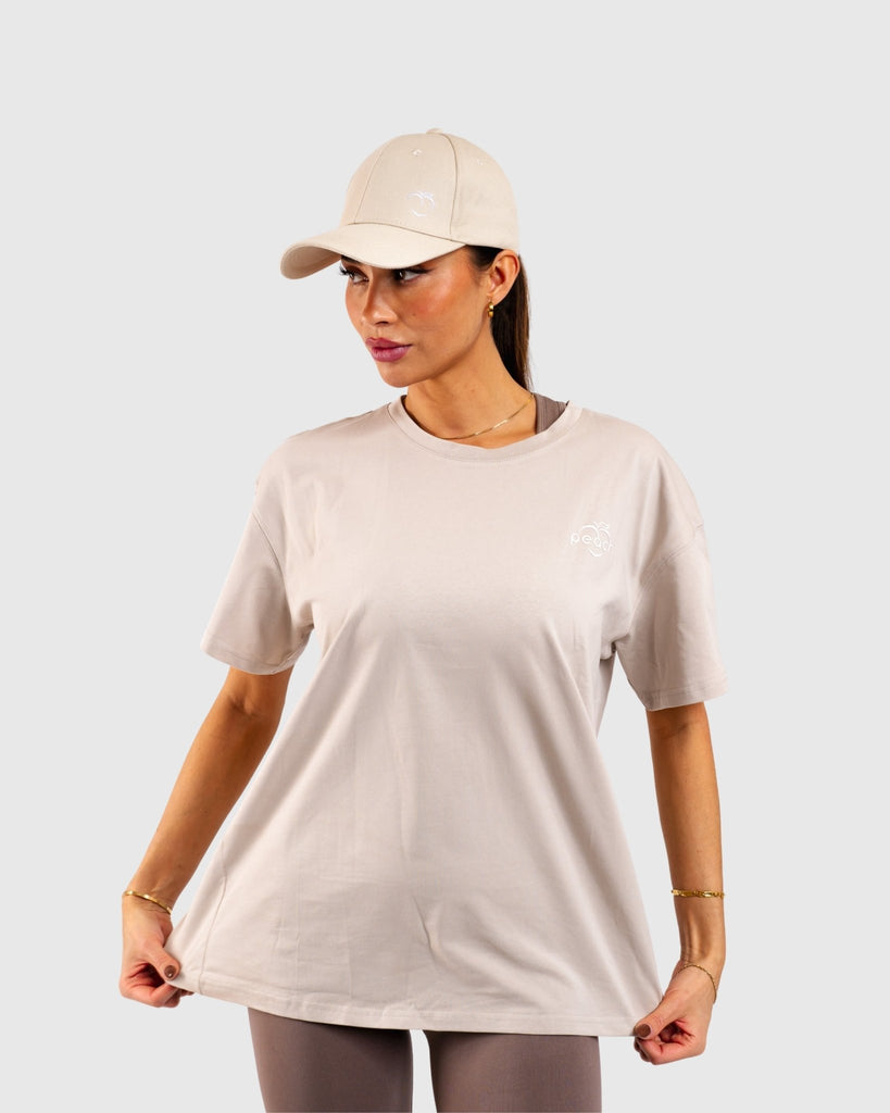 Beige Ease Oversized T-Shirt - Peach Tights - T-shirt