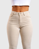 Beige Flared Jeans - Peach Tights - Jeans