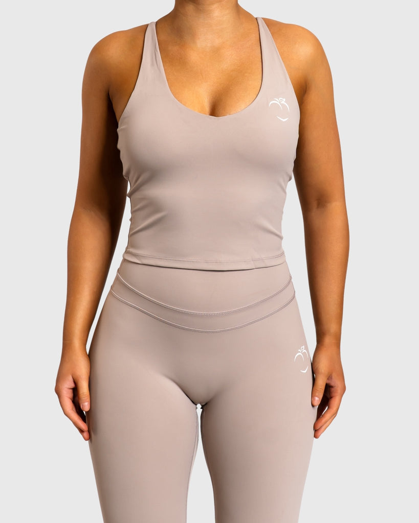 Beige Velocity Singlet - Peach Tights - Sports - Bra