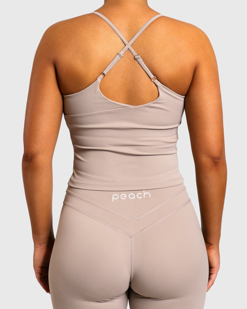 Beige Velocity Singlet - Peach Tights - Sports - Bra