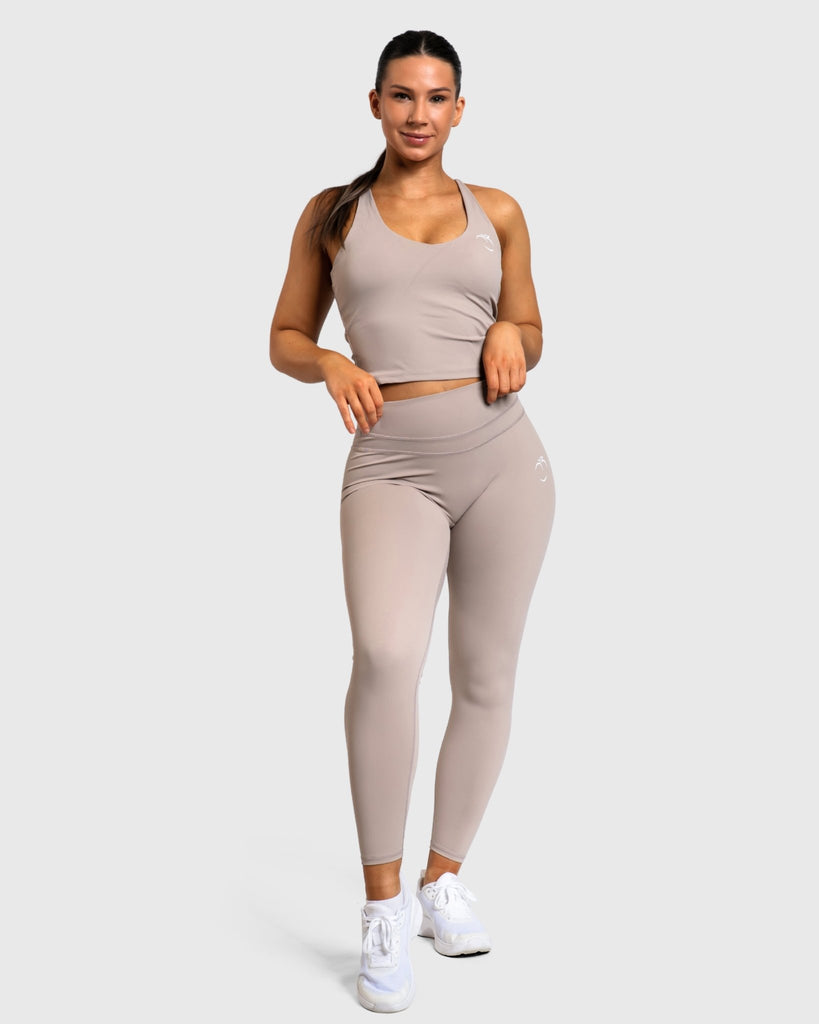 Beige Velocity Singlet - Peach Tights - Sports - Bra