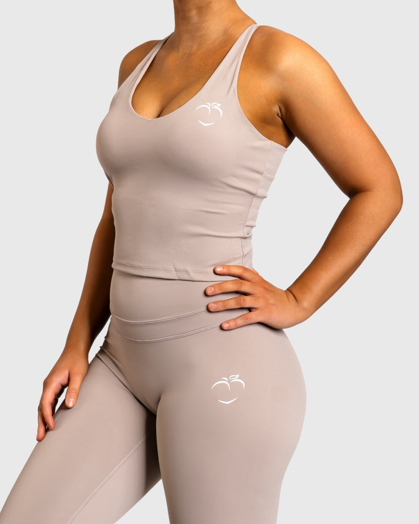 Beige Velocity Singlet - Peach Tights - Sports - Bra