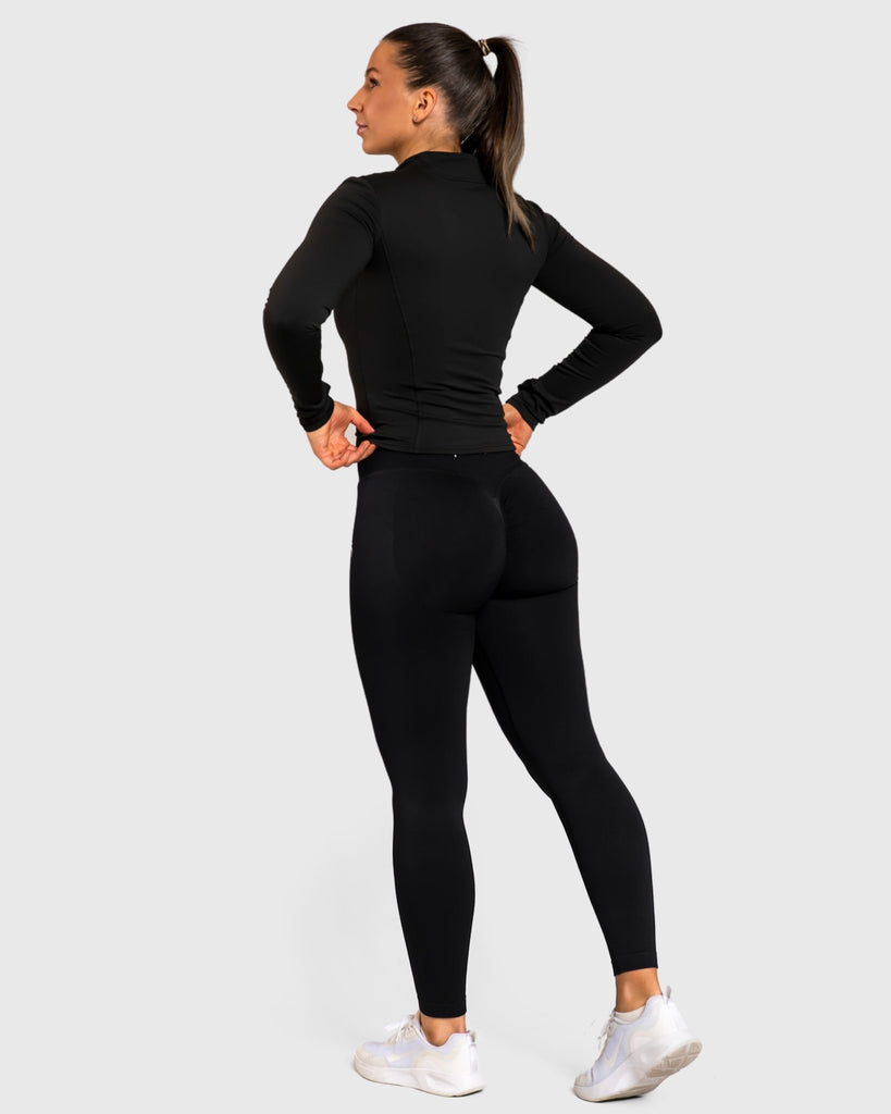 Black Active Jacket - Peach Tights - Long sleeve