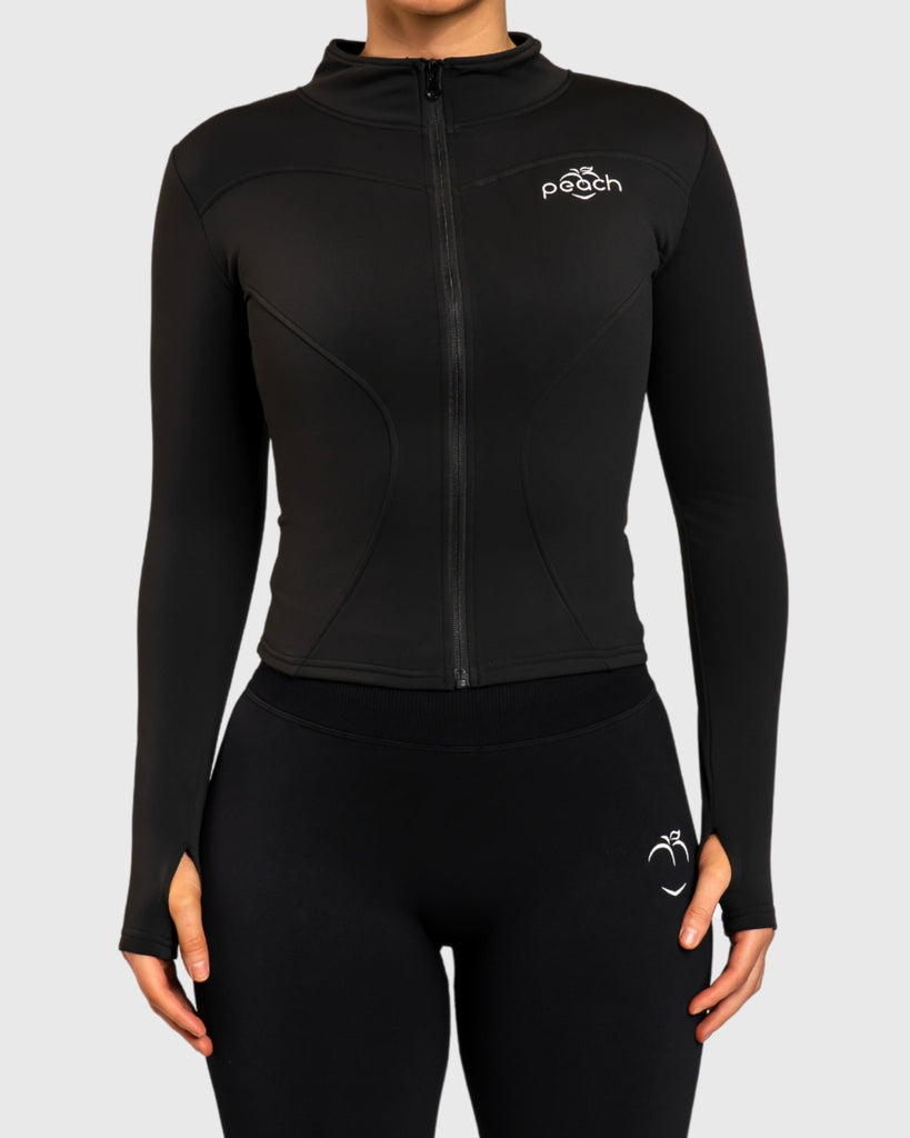 Black Active Jacket - Peach Tights - Long sleeve